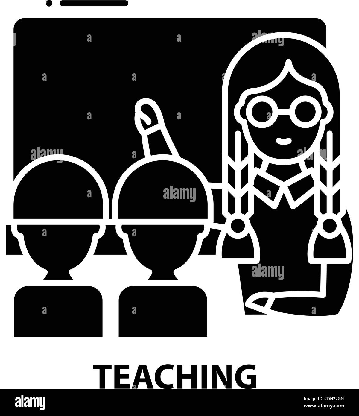 teaching icon, black vector sign with editable strokes, concept illustration Stock Vector