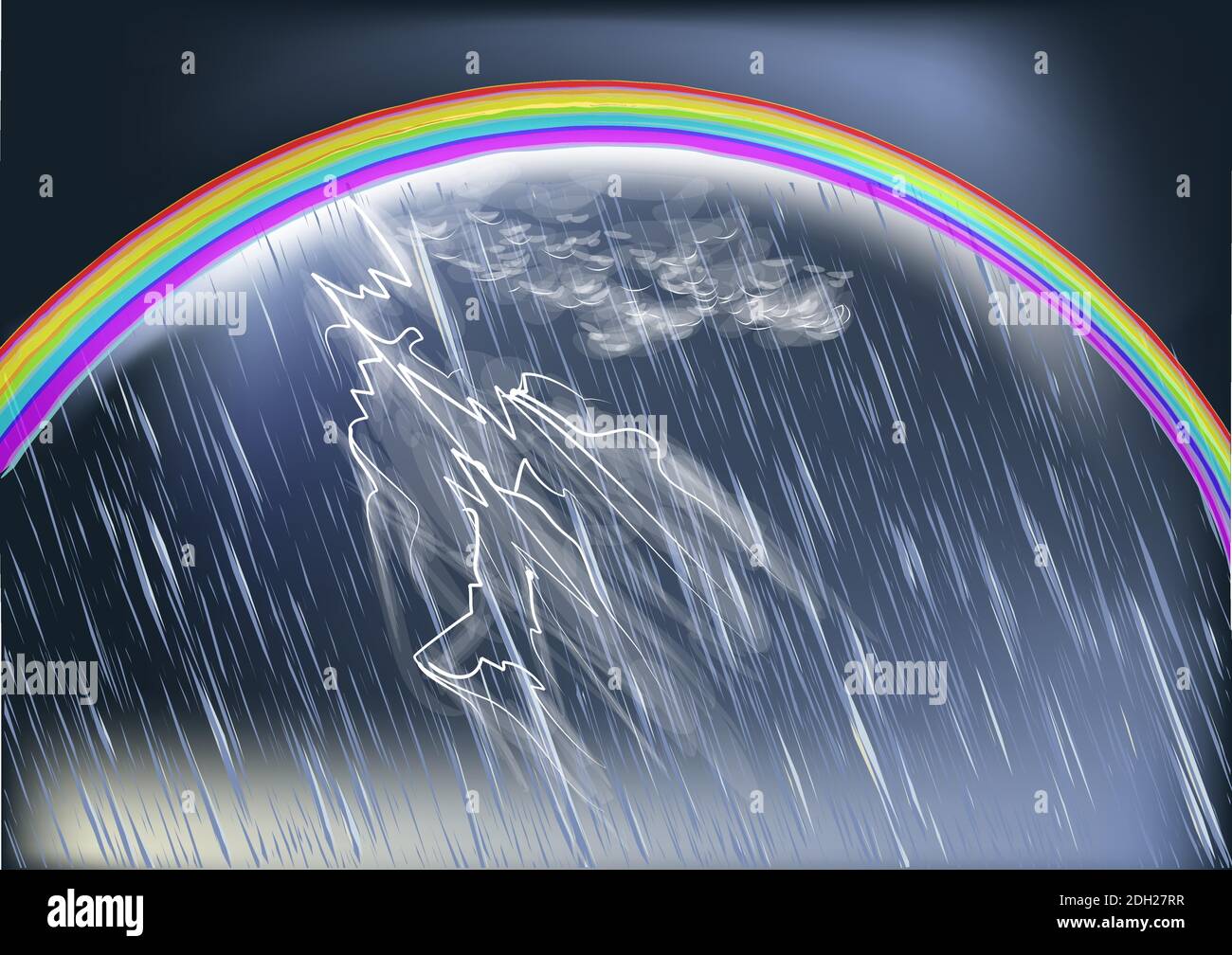 rainbow and rain abstract vector background Stock Vector