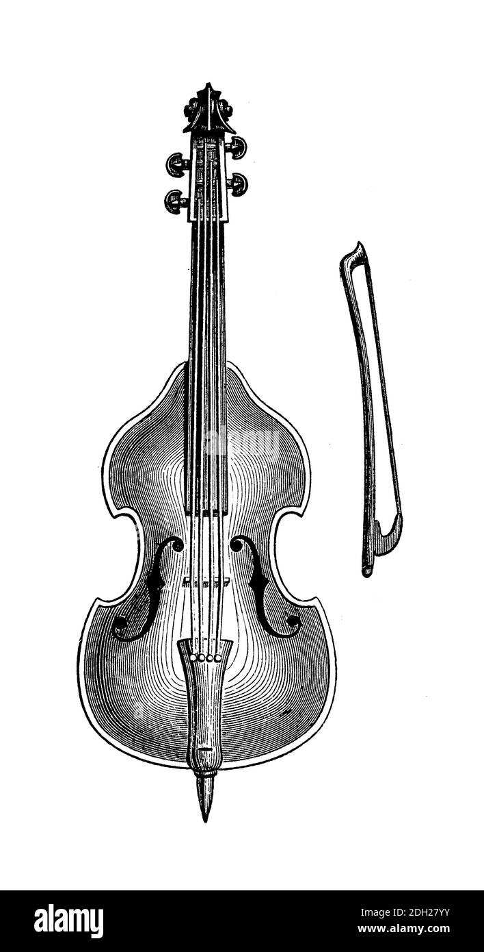 Musical instrument: bass with fiddlestick Stock Photo