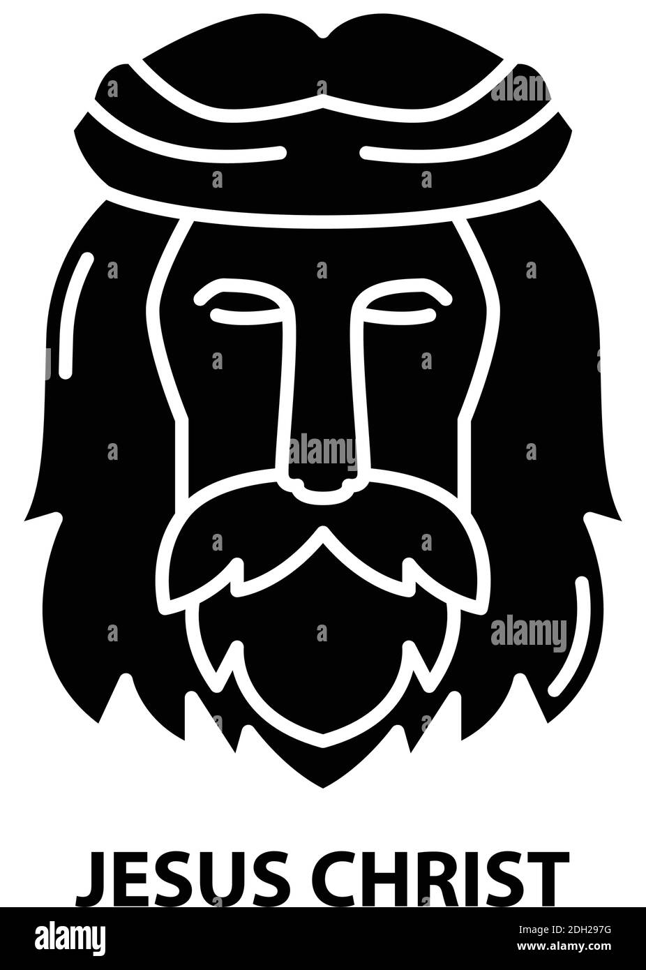 jesus christ icon, black vector sign with editable strokes, concept ...