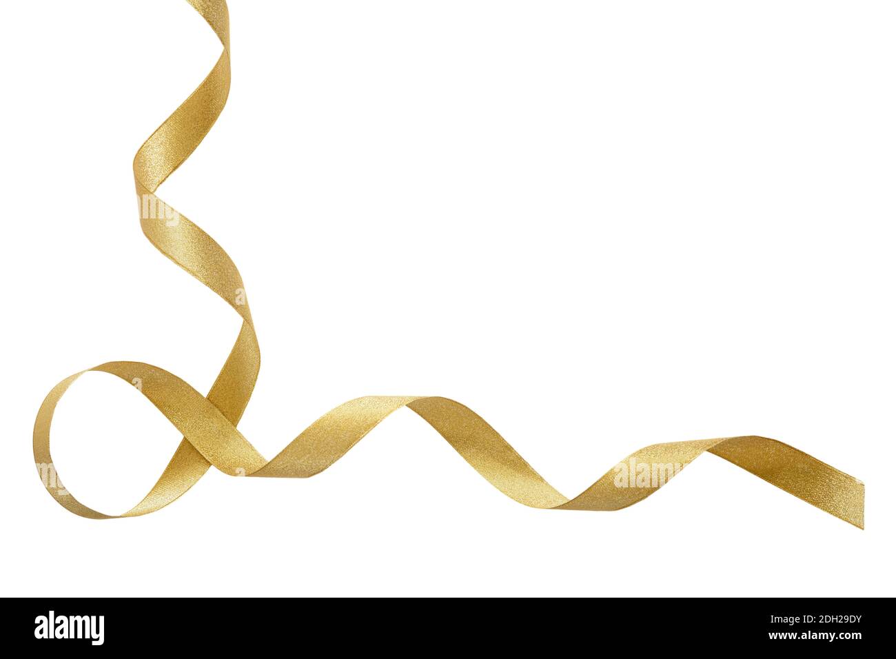 Shiny Gold Satin Ribbon On White Background Stock Illustration