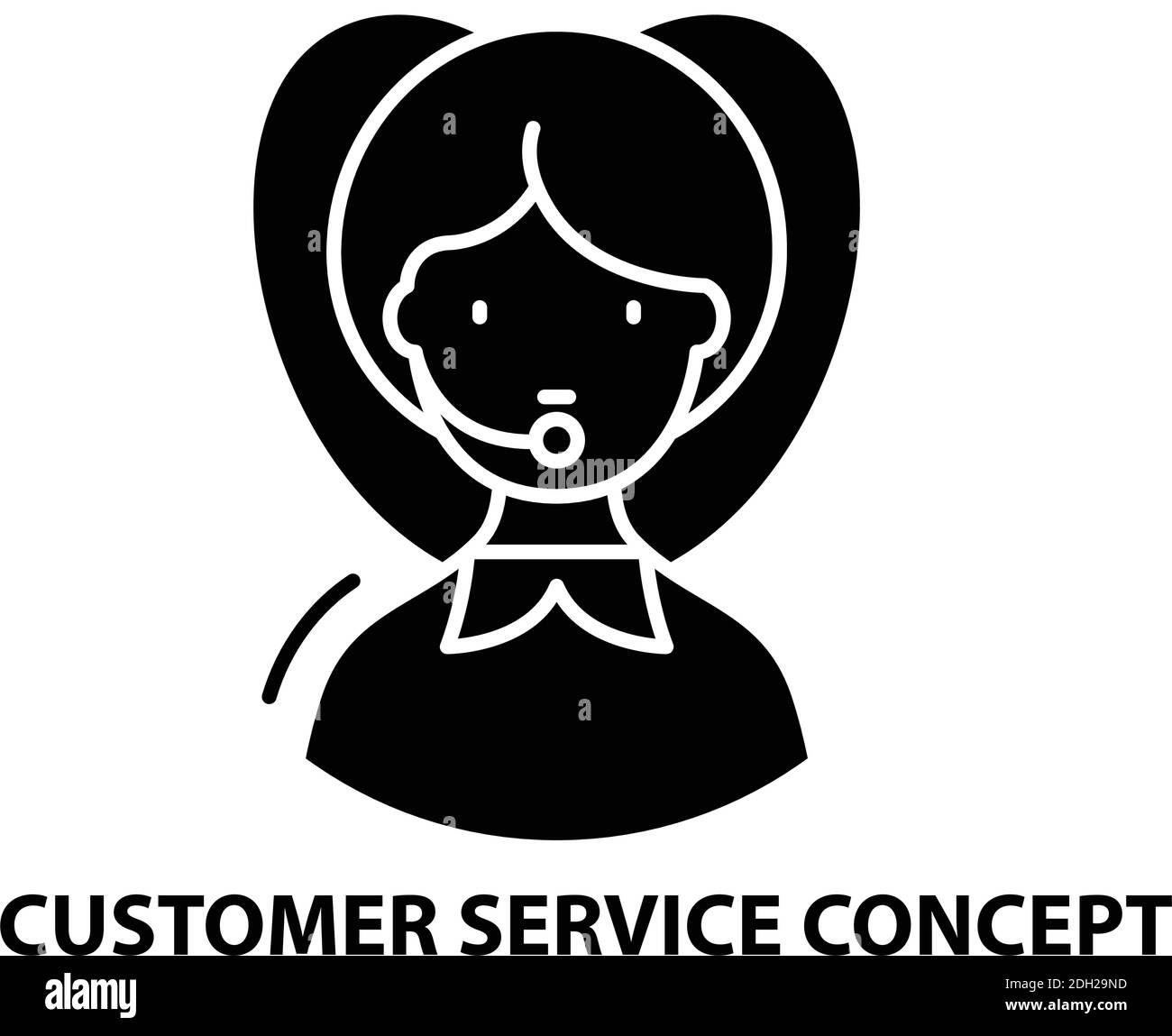 customer service concept icon, black vector sign with editable strokes