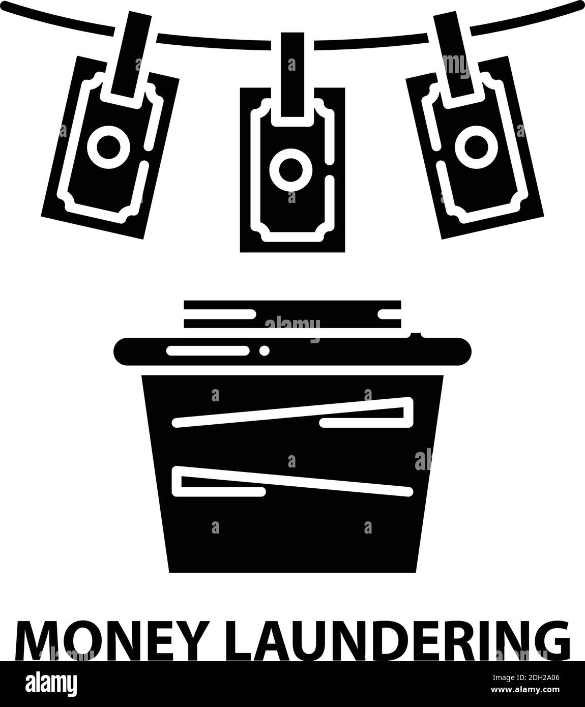 money laundering icon, black vector sign with editable strokes, concept illustration Stock Vector