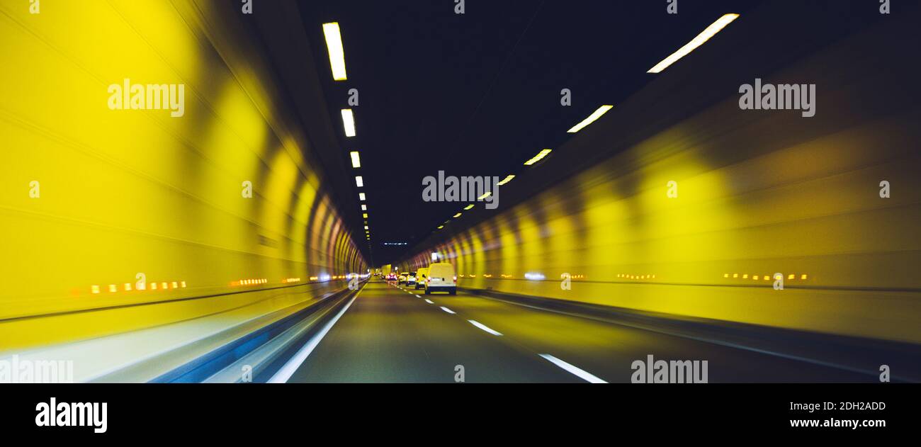 car driving through tunnel, Lyon, France Stock Photo