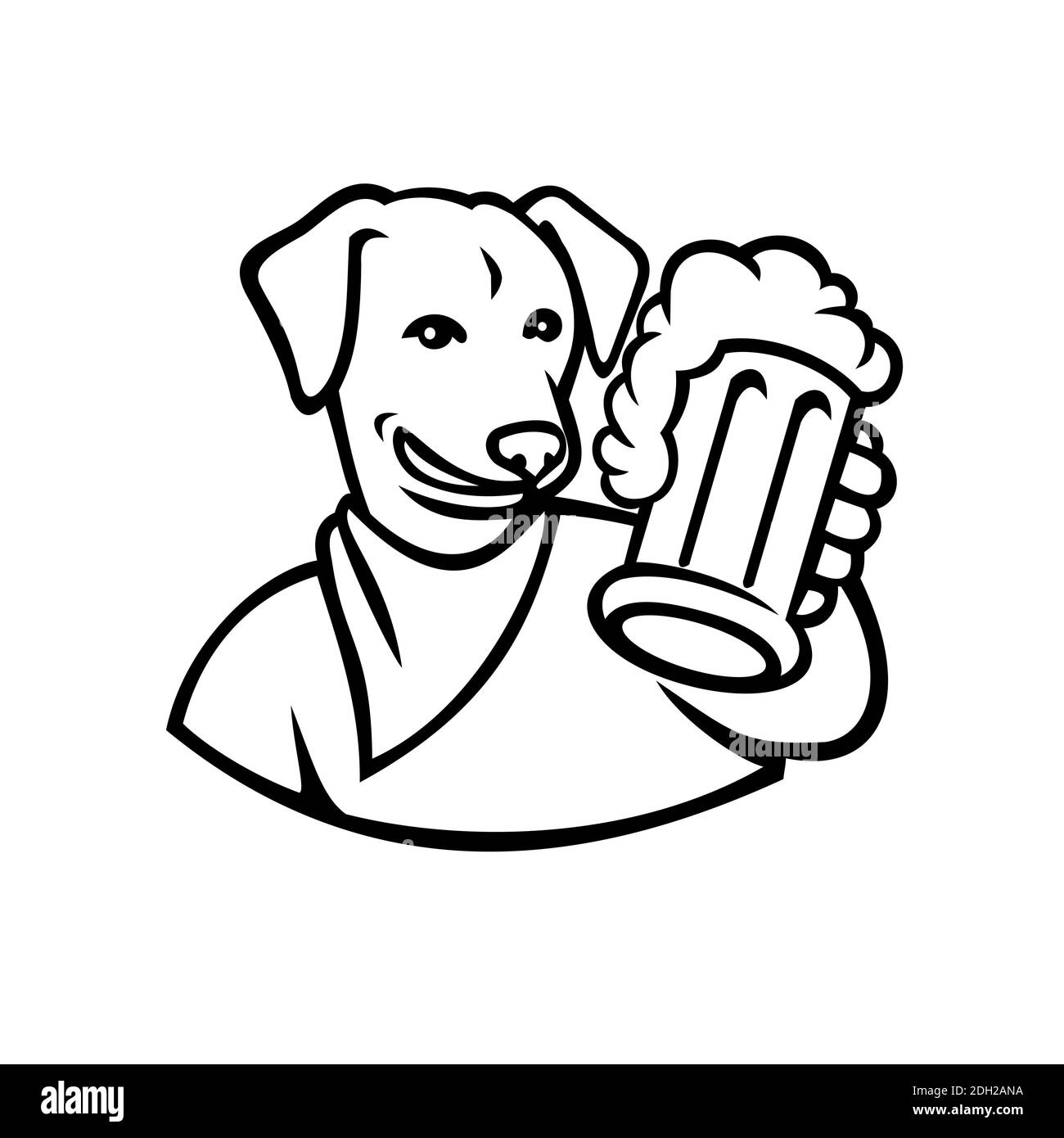 English Lab Dog Beer Mug Black and White Stock Photo