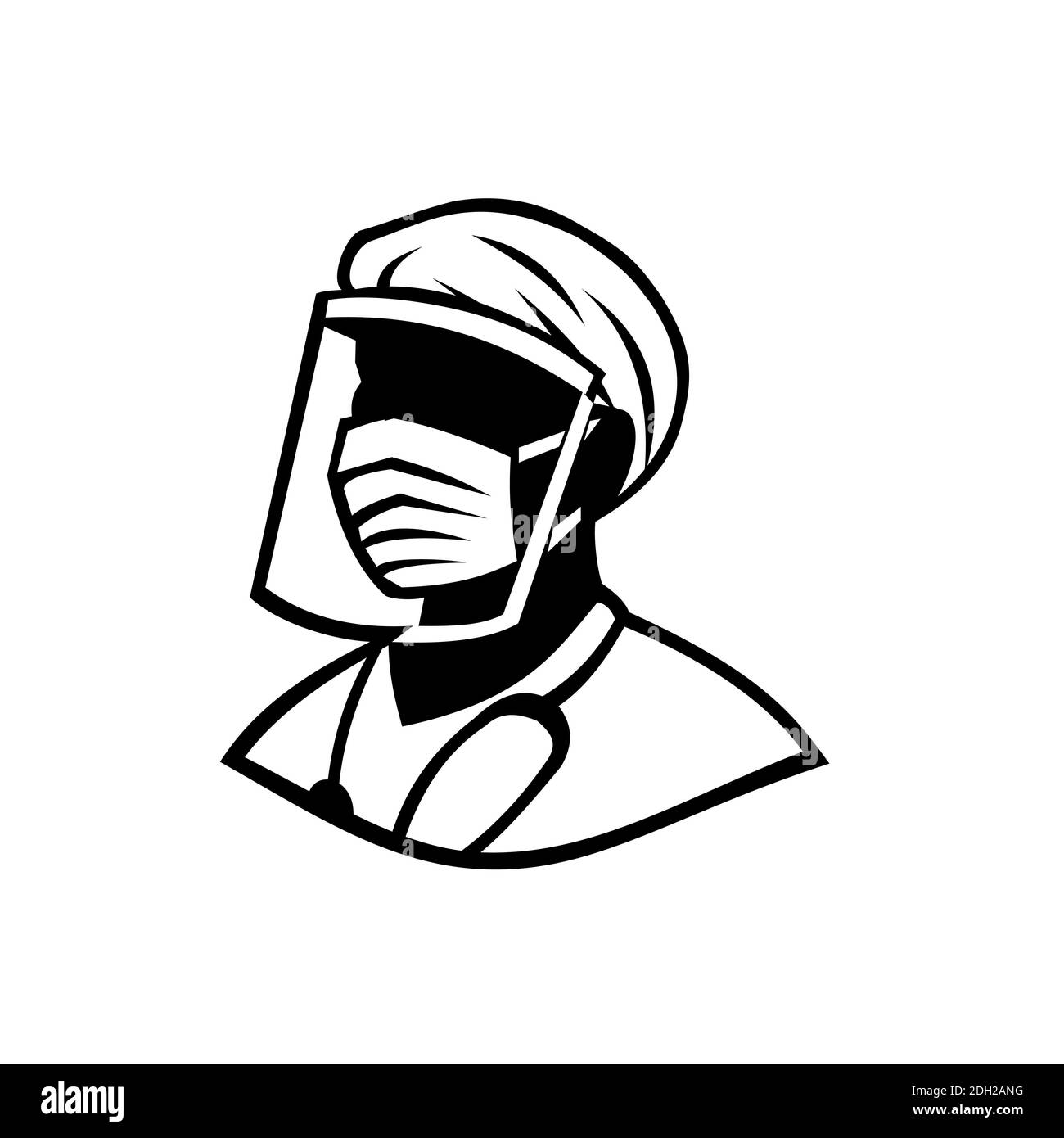 Medical Professional Wearing Face Mask Black and White Stock Photo - Alamy