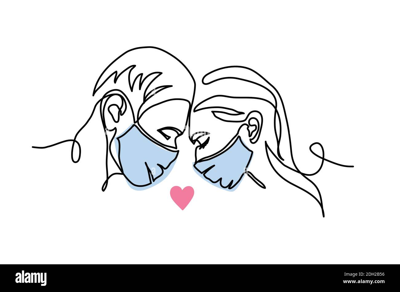 Love Couple Faces Profile Drawing Stock Illustration  Download Image Now   Couple  Relationship Face To Face Two People  iStock