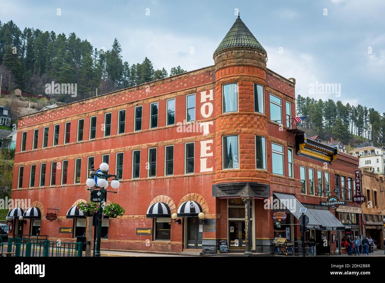 A historical wild west lodging area in Deadwood, South Dakota Stock Photo