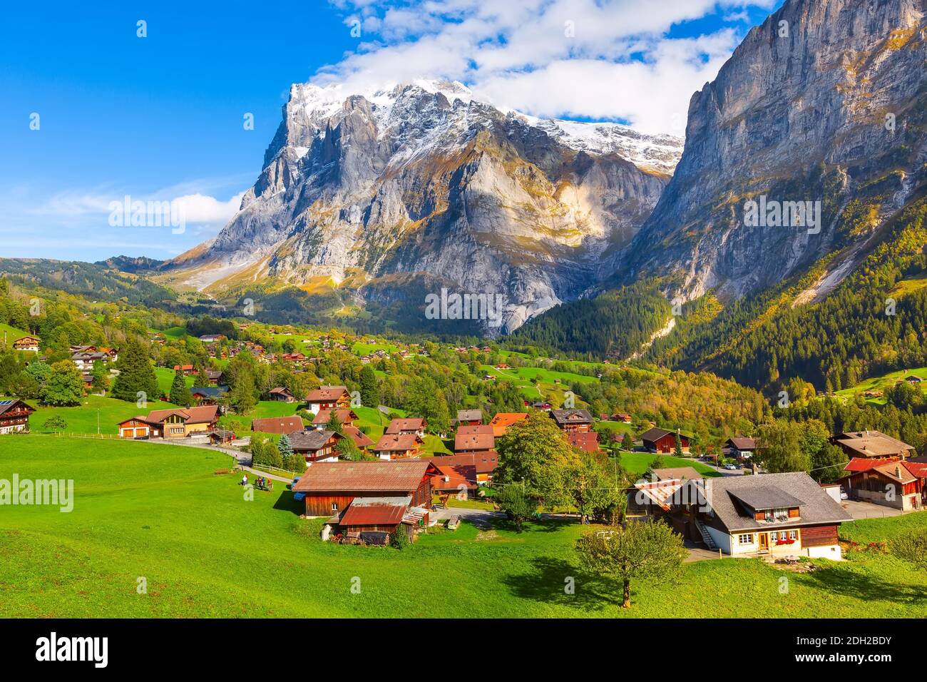 Grindelwald, Switzerland village and mountains view Stock Photo