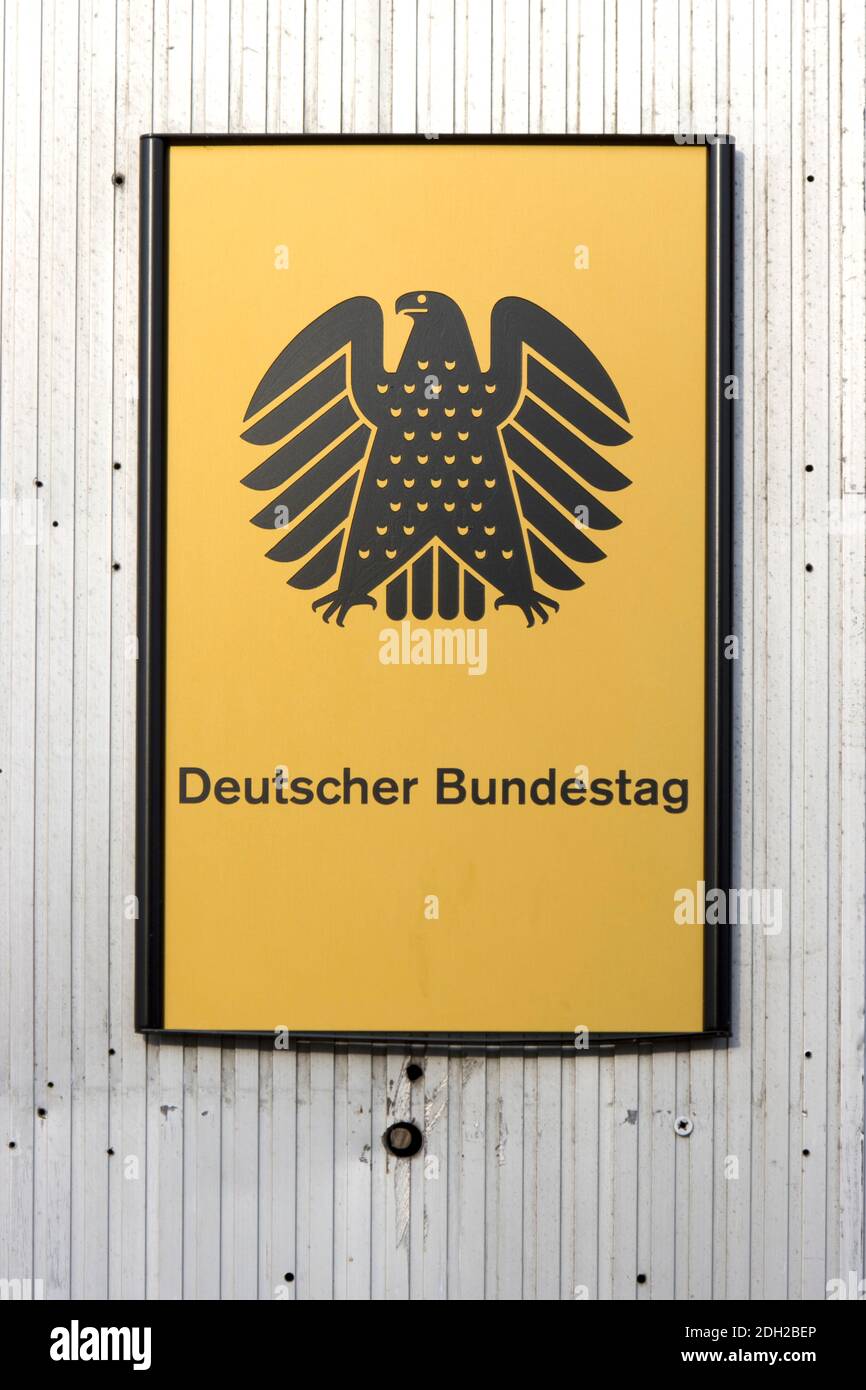 Sign, Deutscher Bundestag Stock Photo