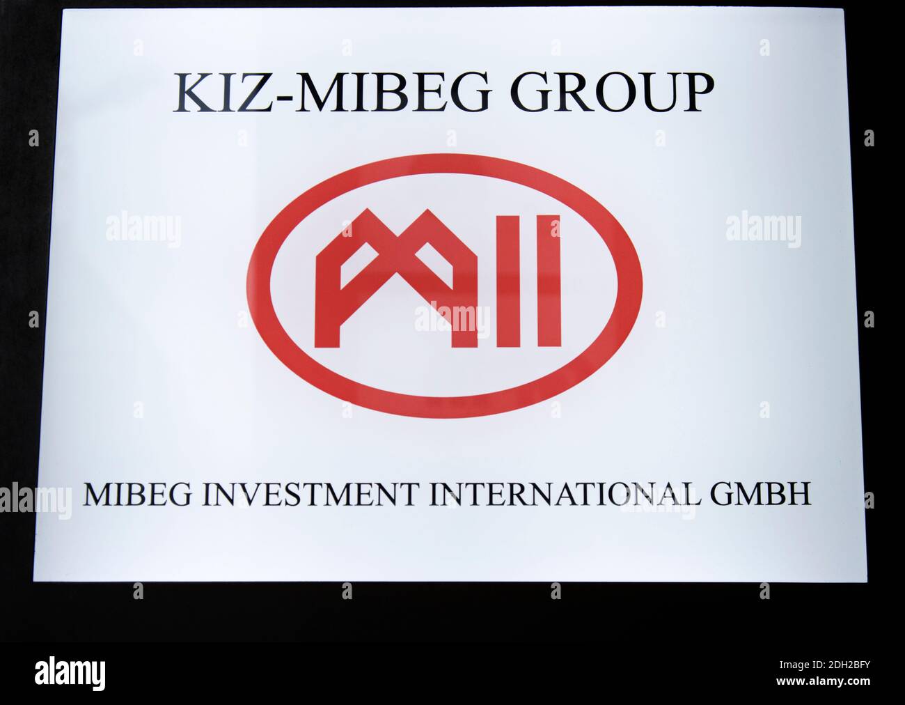Sign, KIZ-MIBEG Group, Berlin Stock Photo