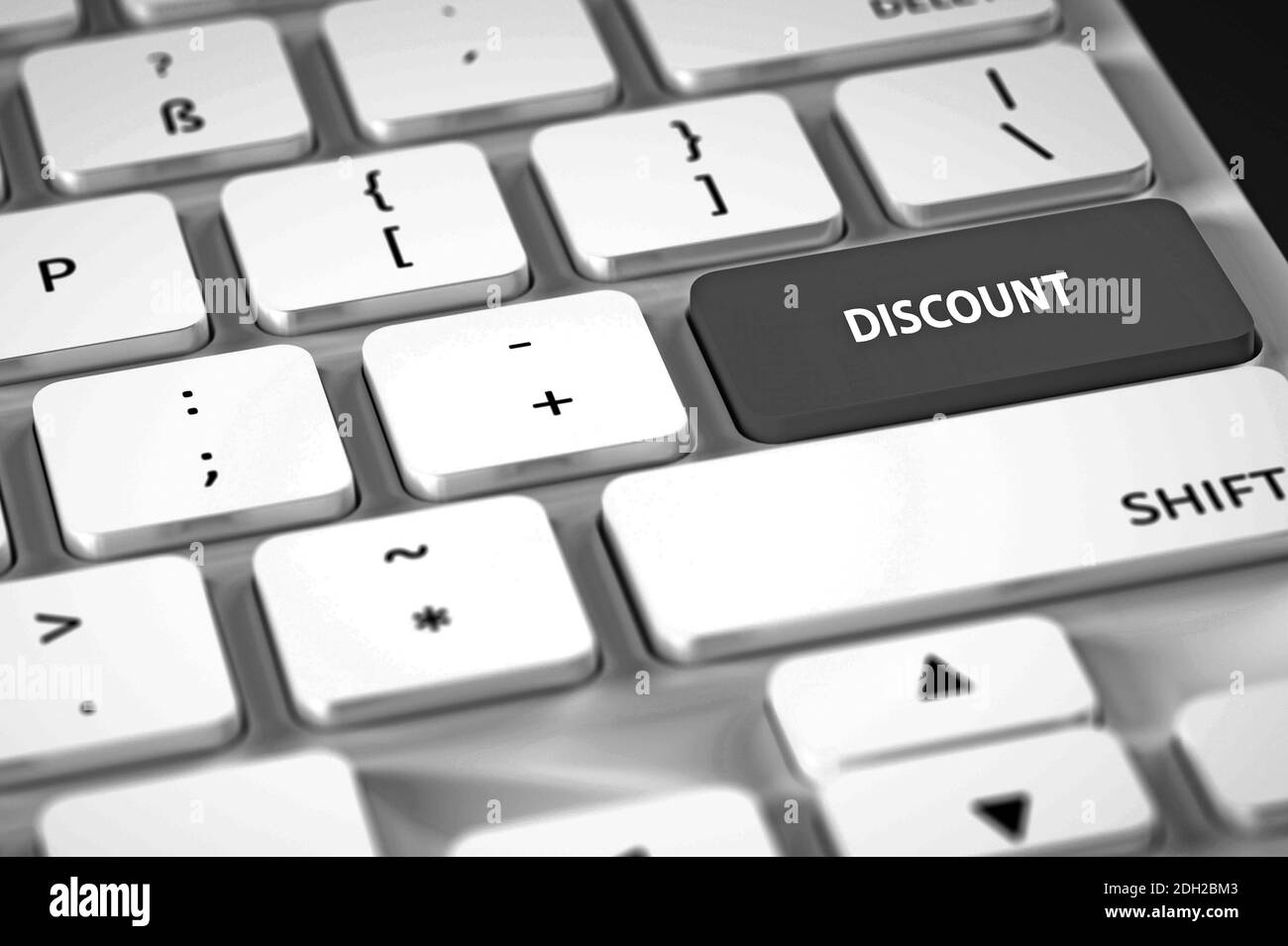 Weisse Computertastatur, belegte Sondertaste, Aufschrift, Discount Stock Photo