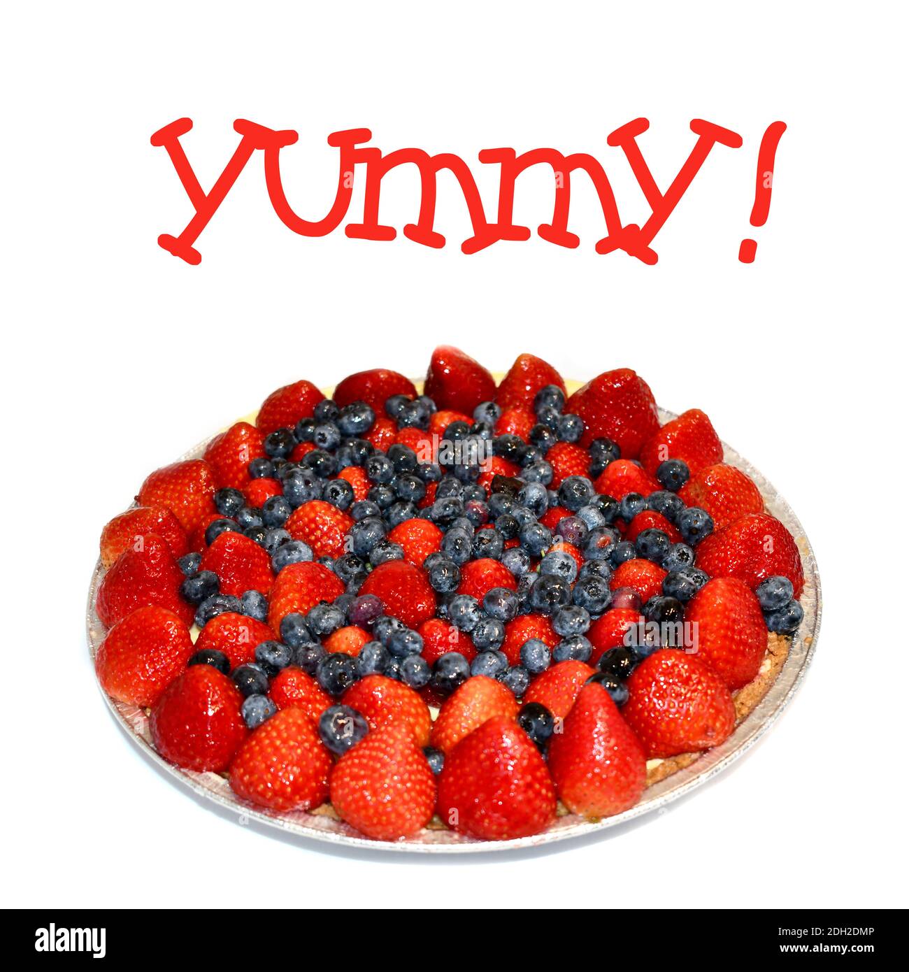 Red, white, and blue fruit tart with strawberries and blueberries Stock Photo