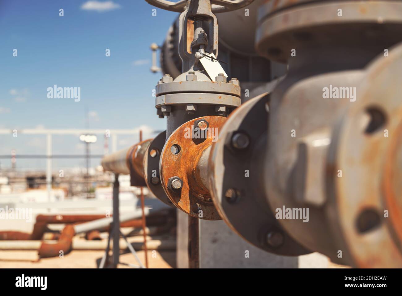 New installed process pipelines with installed shut off valves Stock ...
