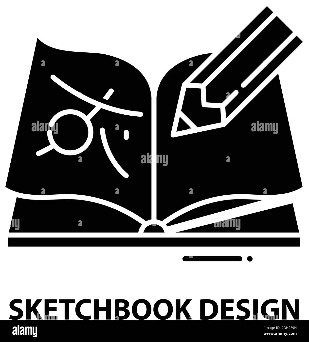 sketchbook design icon, black vector sign with editable strokes
