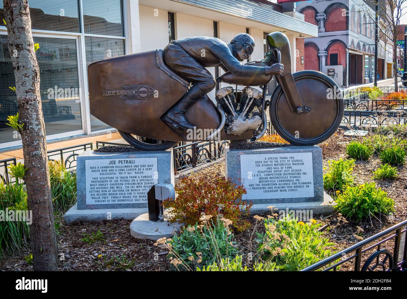 A bronze stone monument of the champion in Sturgis, South Dakota Stock
