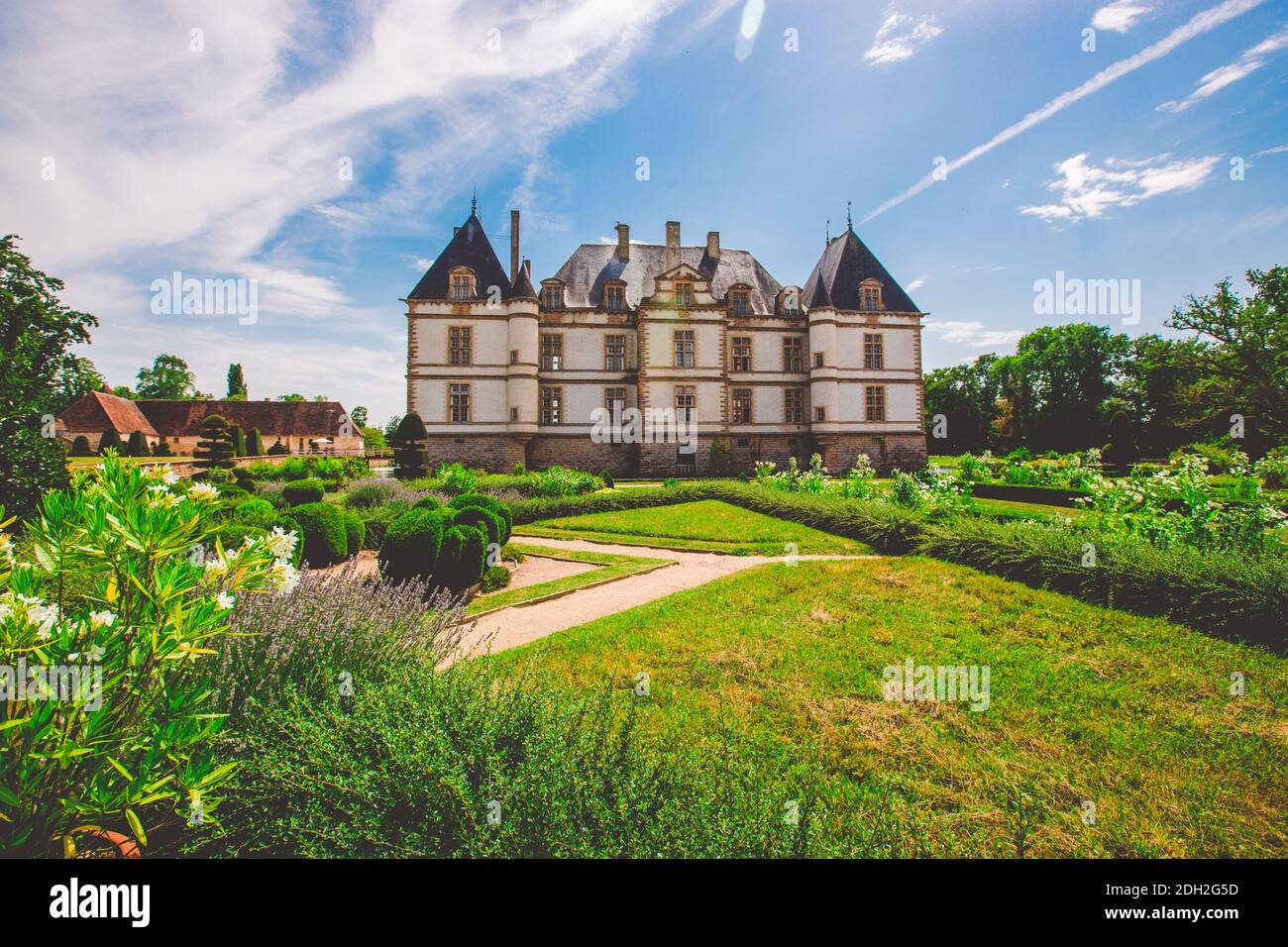 July 19, 2017. Village Cormatin France burgundy region in summer. Museum old castle, fortress Ch teau de Cormatin in sunny weath Stock Photo
