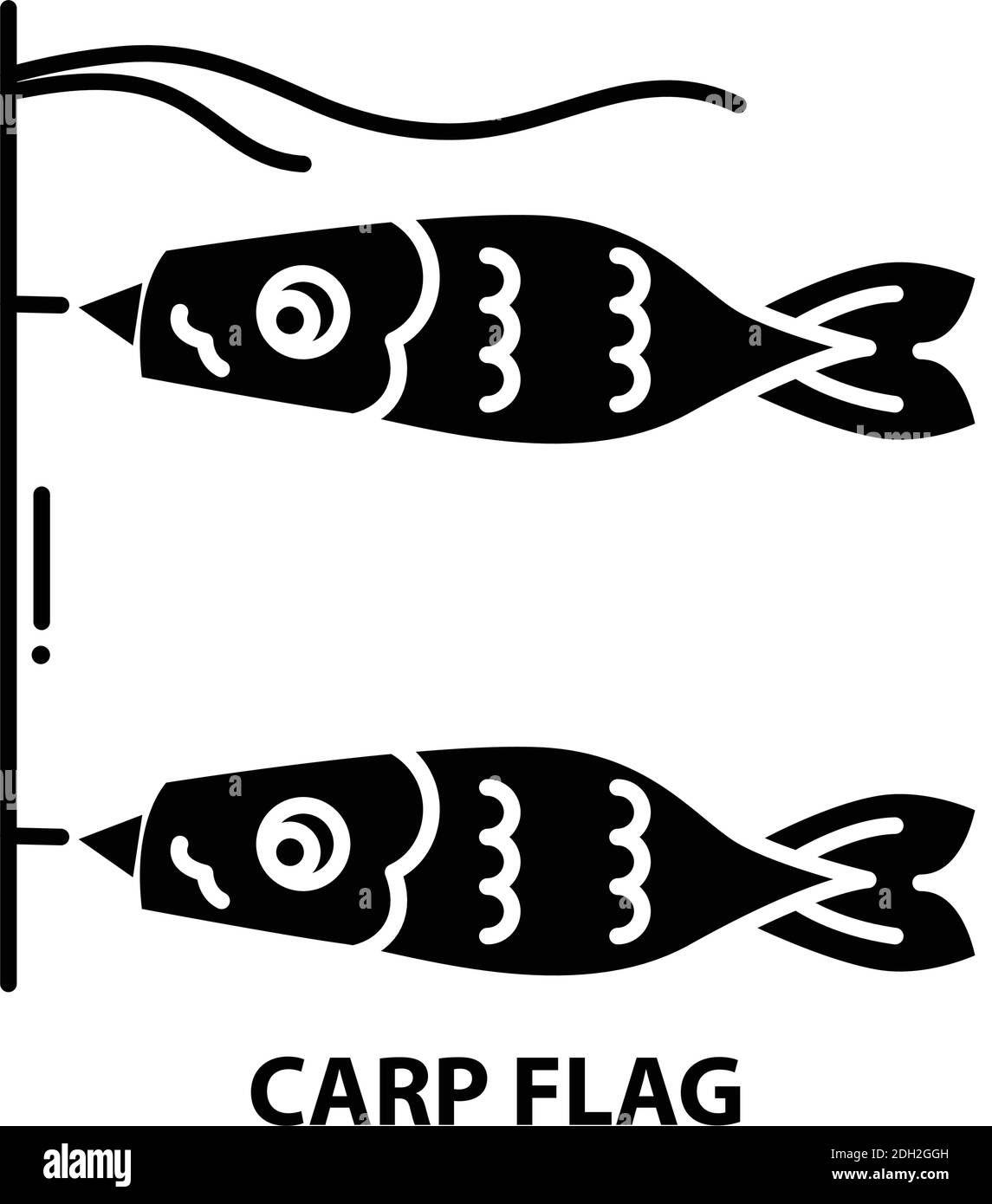 carp flag icon, black vector sign with editable strokes, concept illustration Stock Vector