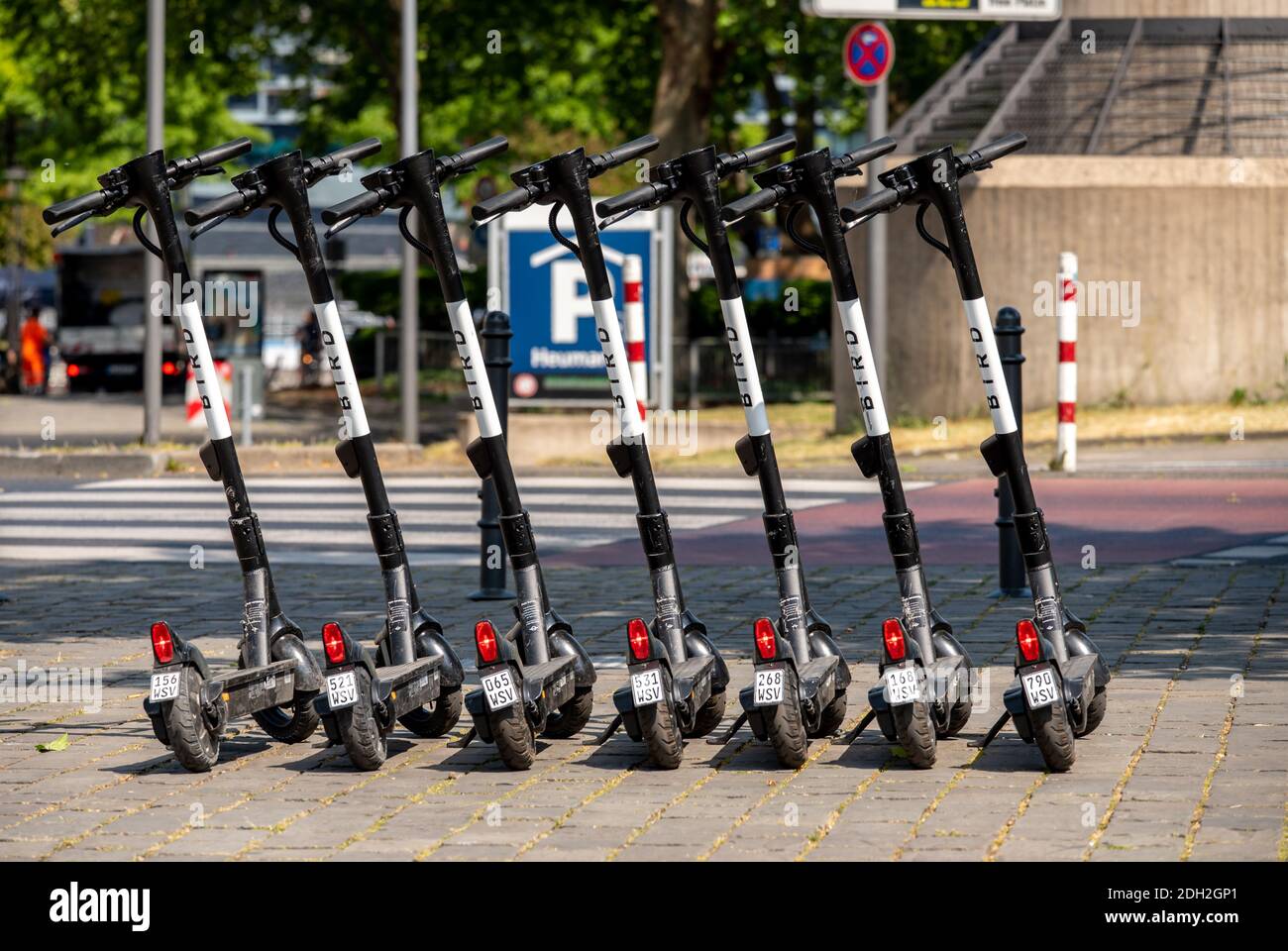 E-scooters parked Stock Photo