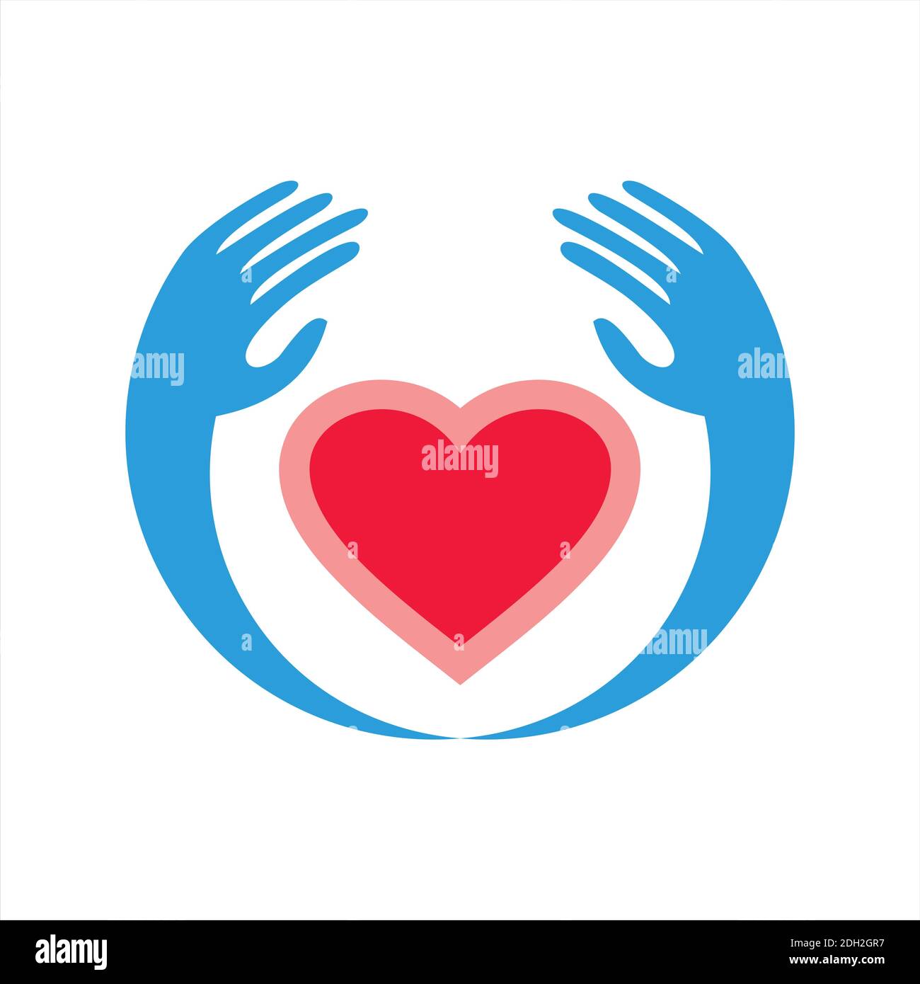 abstract two hand with love icon logo vector flat concept design Stock Vector