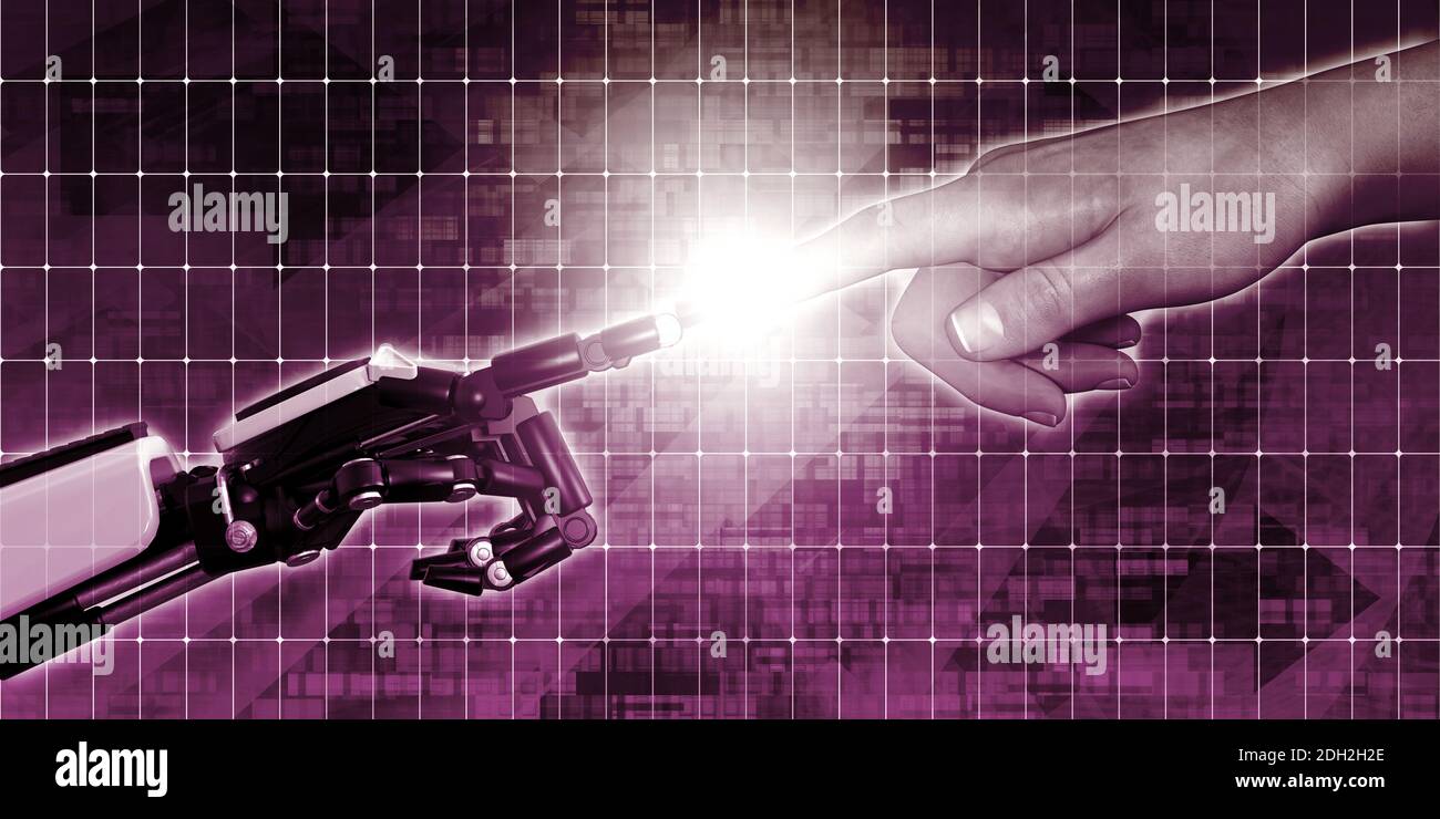 Merging Man and Technology Stock Photo