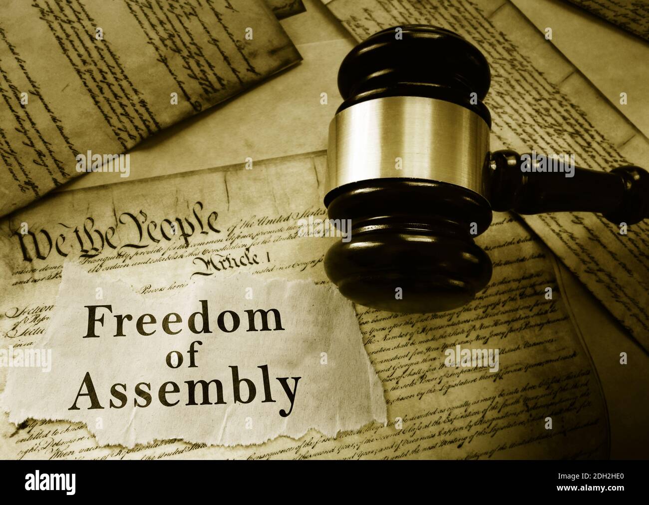 Freedom of Assembly First Amendment message Stock Photo