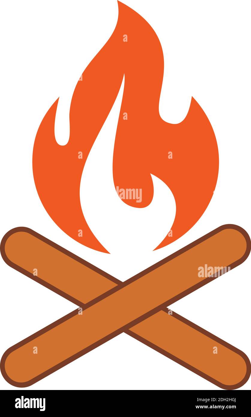 bonfire camp fire icon flat logo vector concept design Stock Vector