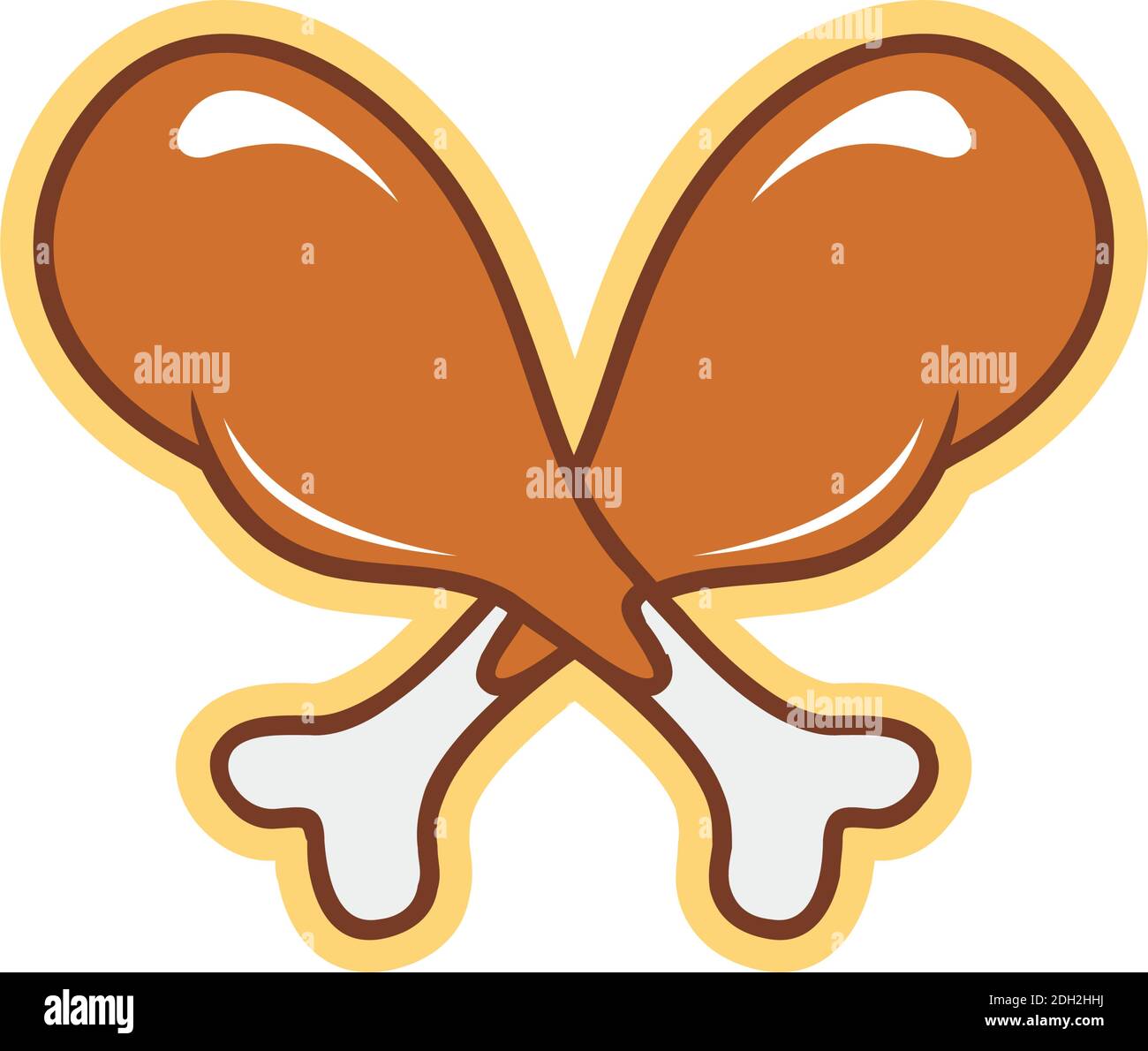 chicken thighs flat icon flat logo vector concept design Stock Vector