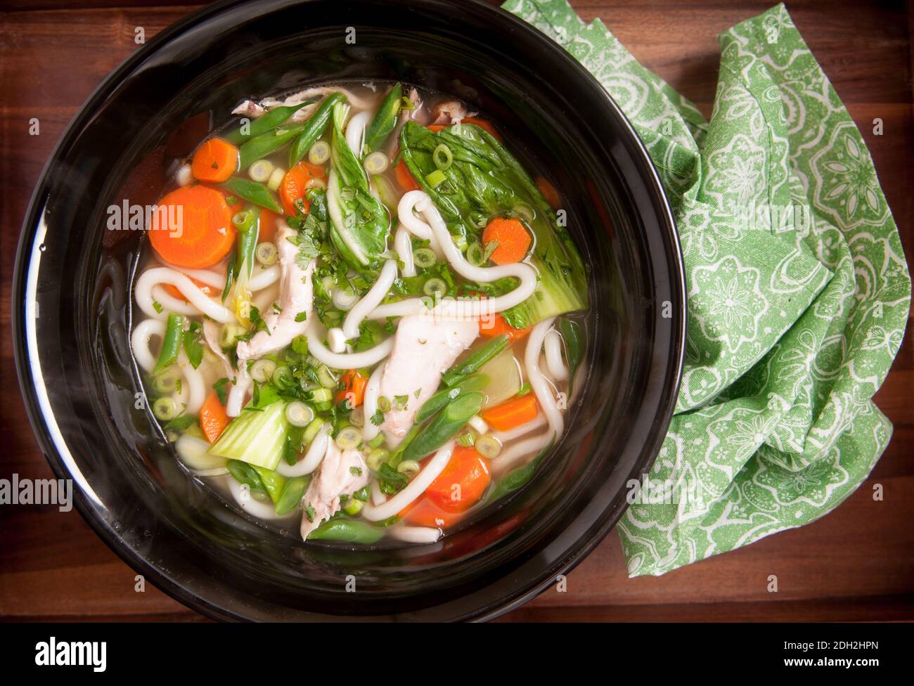 home made chicken pho with thick udon noodles Stock Photo Alamy