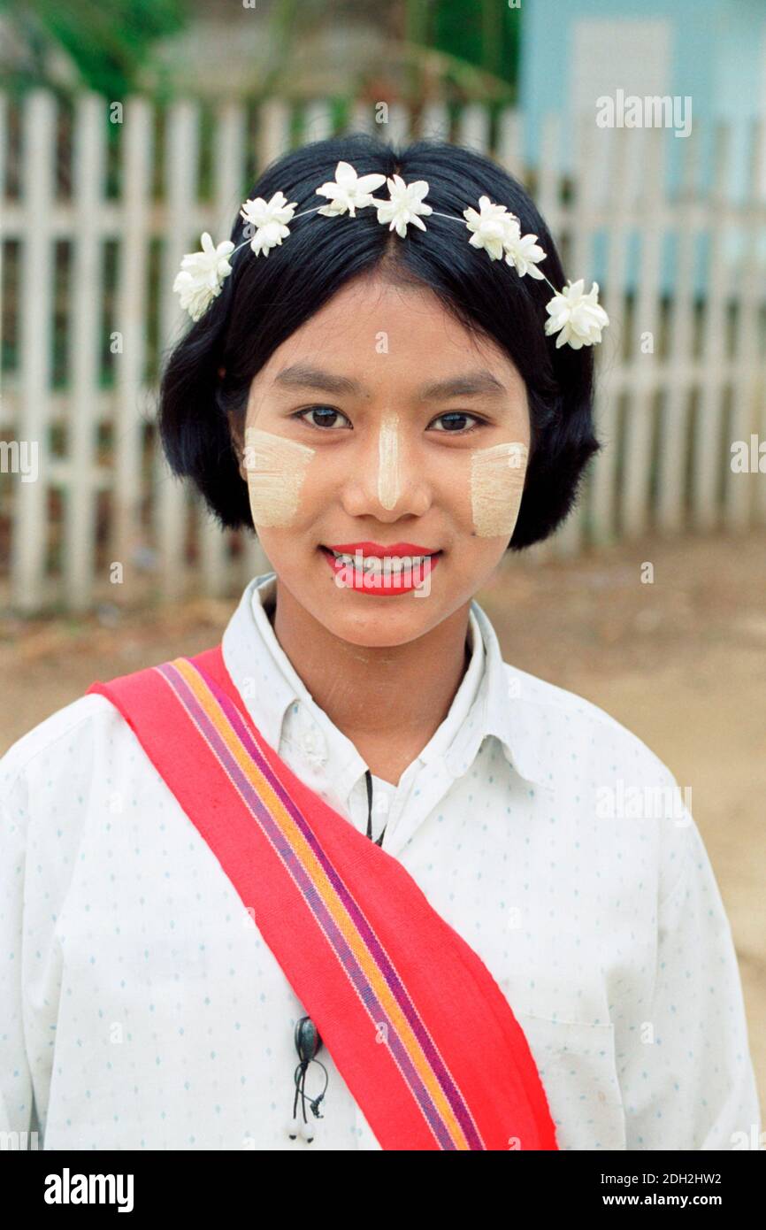 Girl at Mingun Paya, Myanmar Stock Photo
