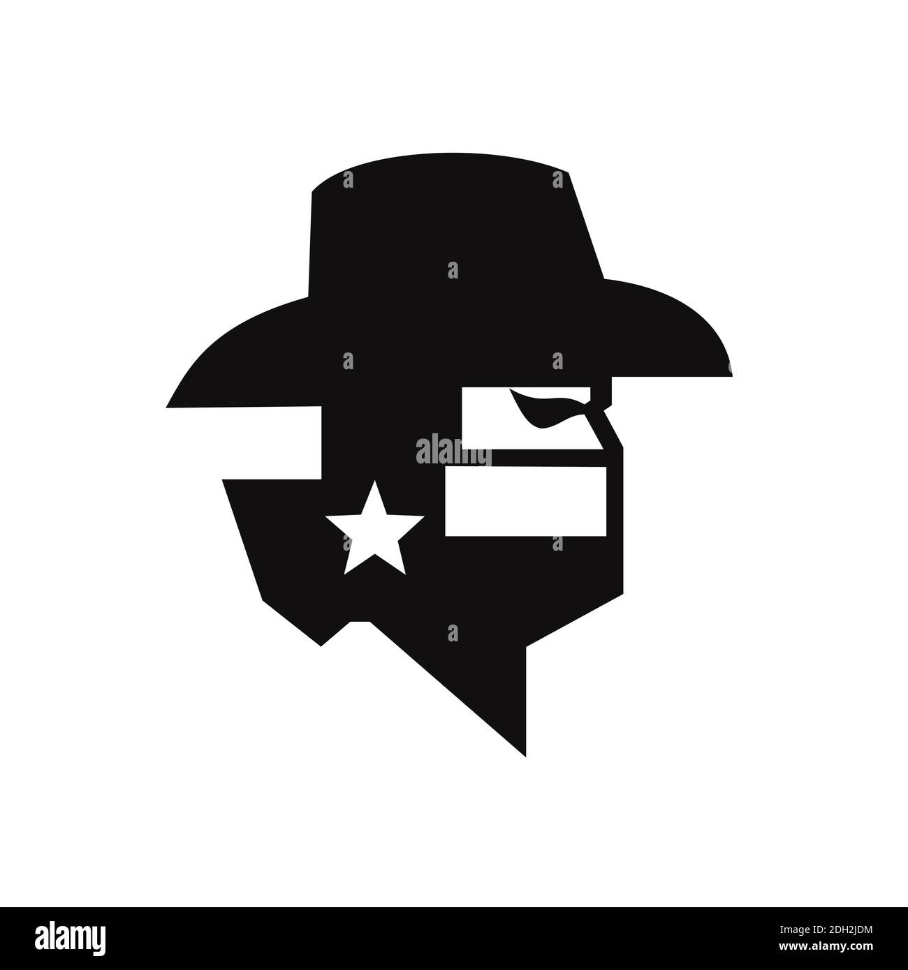 Paper Bandit Wearing Face Mask With Outlaw Text Retro Black and White