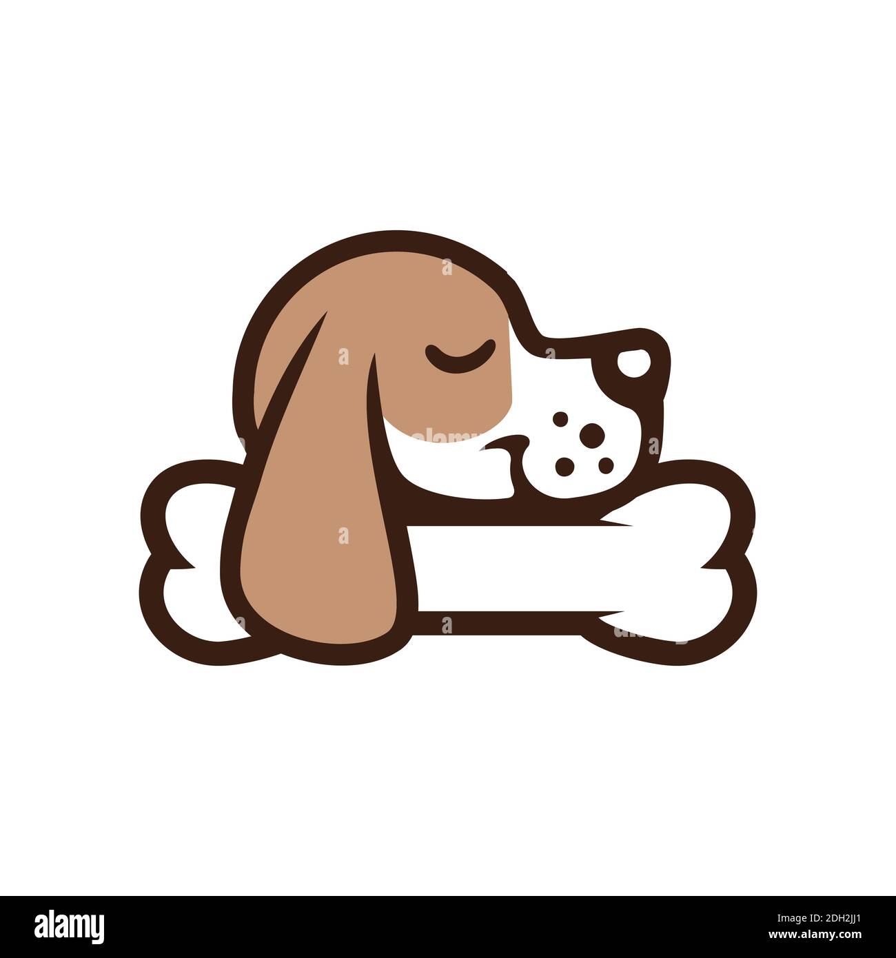 dog sleep on bone logo icon vector concept design Stock Vector