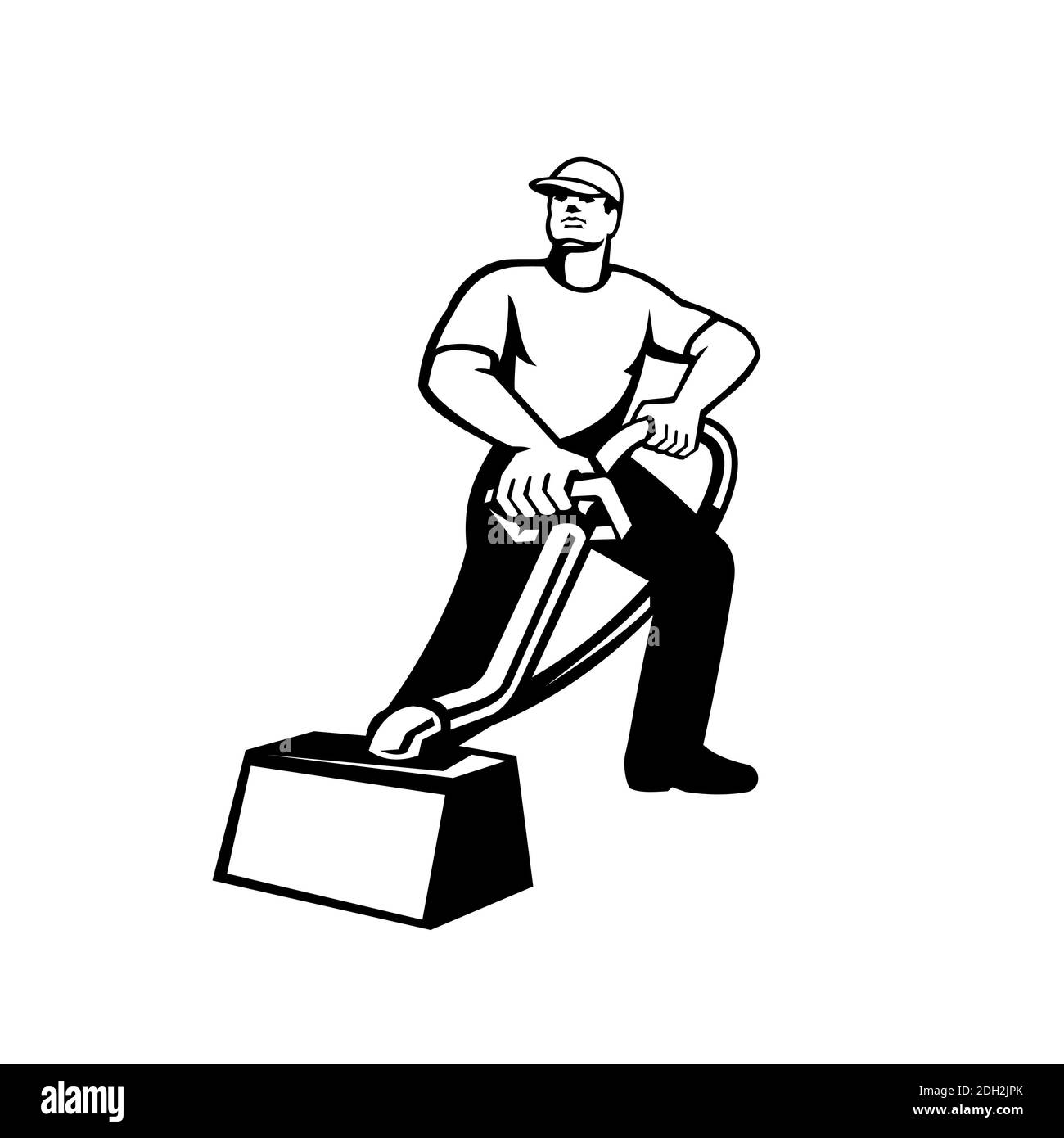 Carpet Cleaner Vacuum Cleaning Machine Retro Black and White Stock