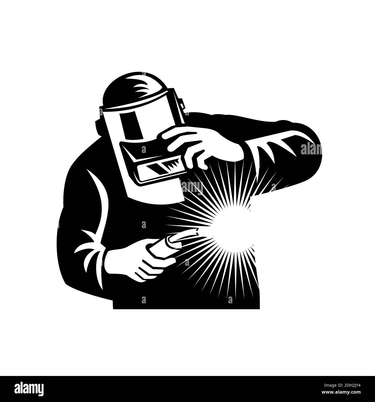 Welder Welding Torch Front View Retro Black and White Stock Photo Alamy