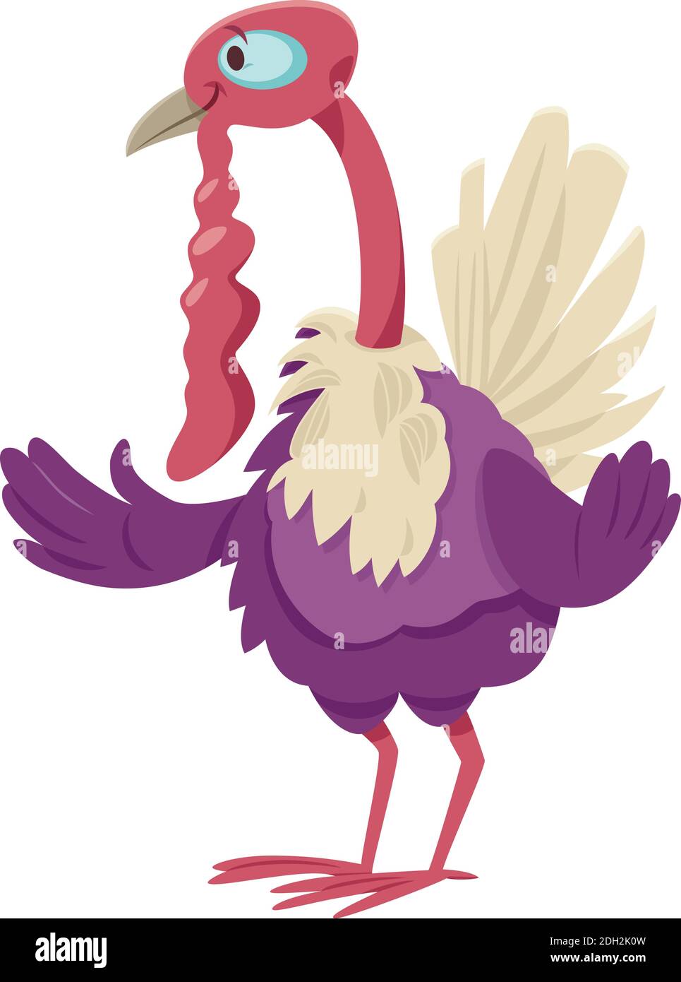 Cartoon illustration of funny turkey farm bird comic animal character Stock Vector