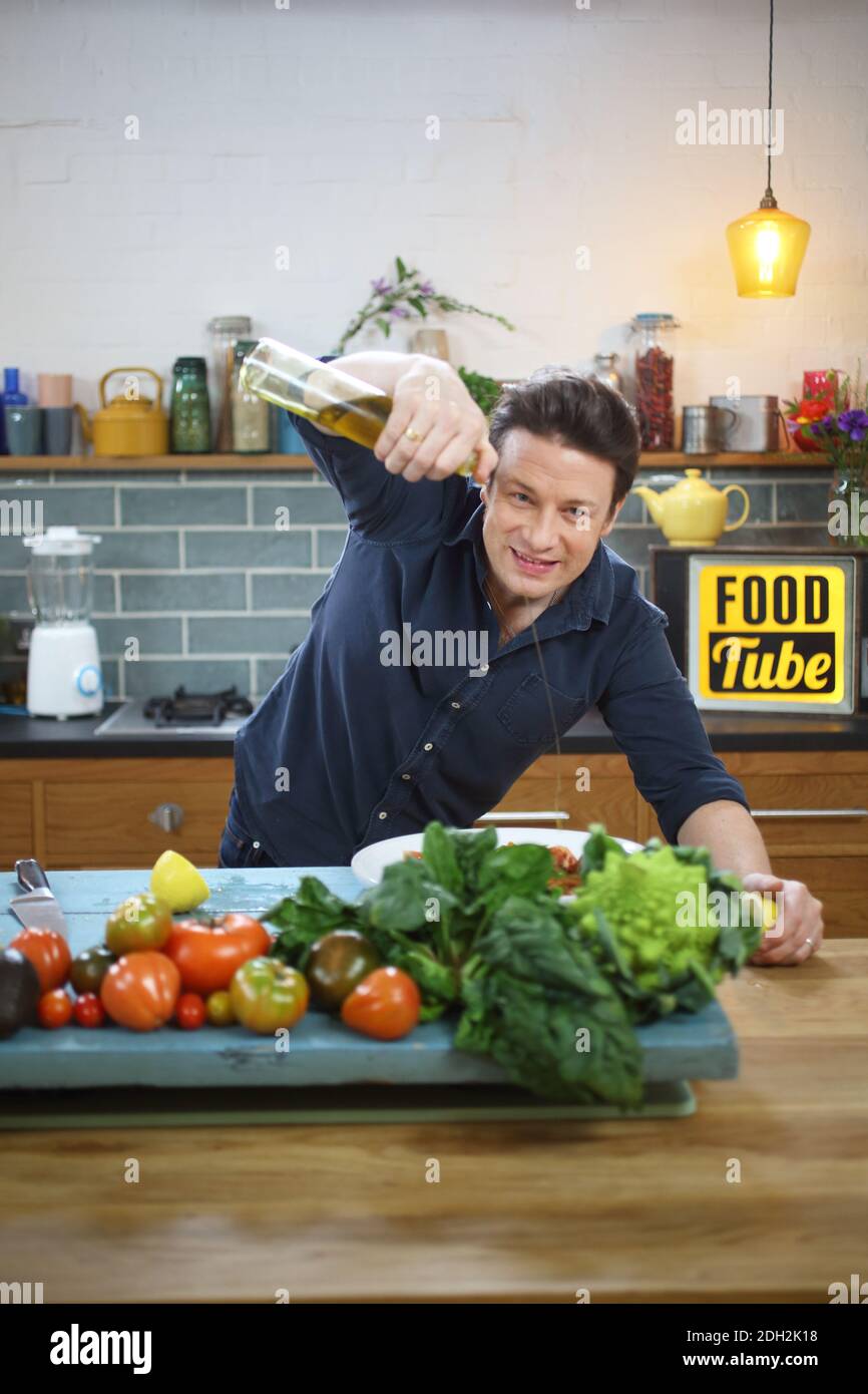 United Kingdom / London / Jamie Oliver/ James Trevor "Jamie" Oliver, MBE is an English celebrity chef, restauranteur, and media personality . Stock Photo
