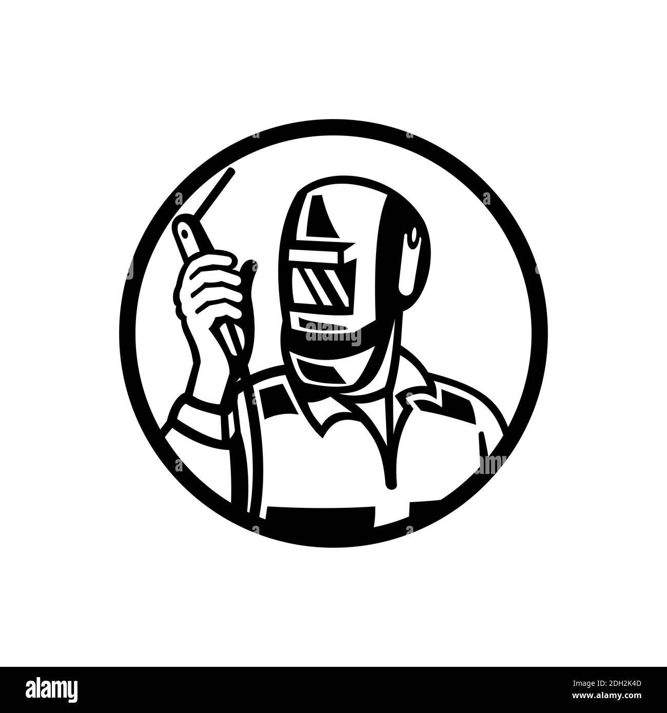 Welder Fabricator Holding Welding Torch Circle Retro Black and White Stock Photo Alamy