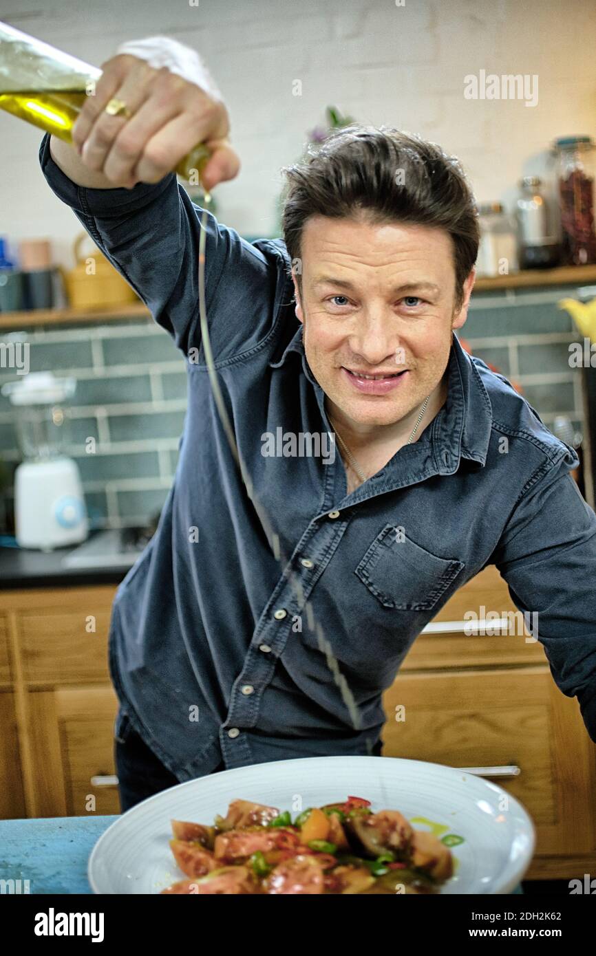 United Kingdom / London / Jamie Oliver/ James Trevor 'Jamie' Oliver, MBE is an English celebrity chef, restauranteur, and media personality . Stock Photo