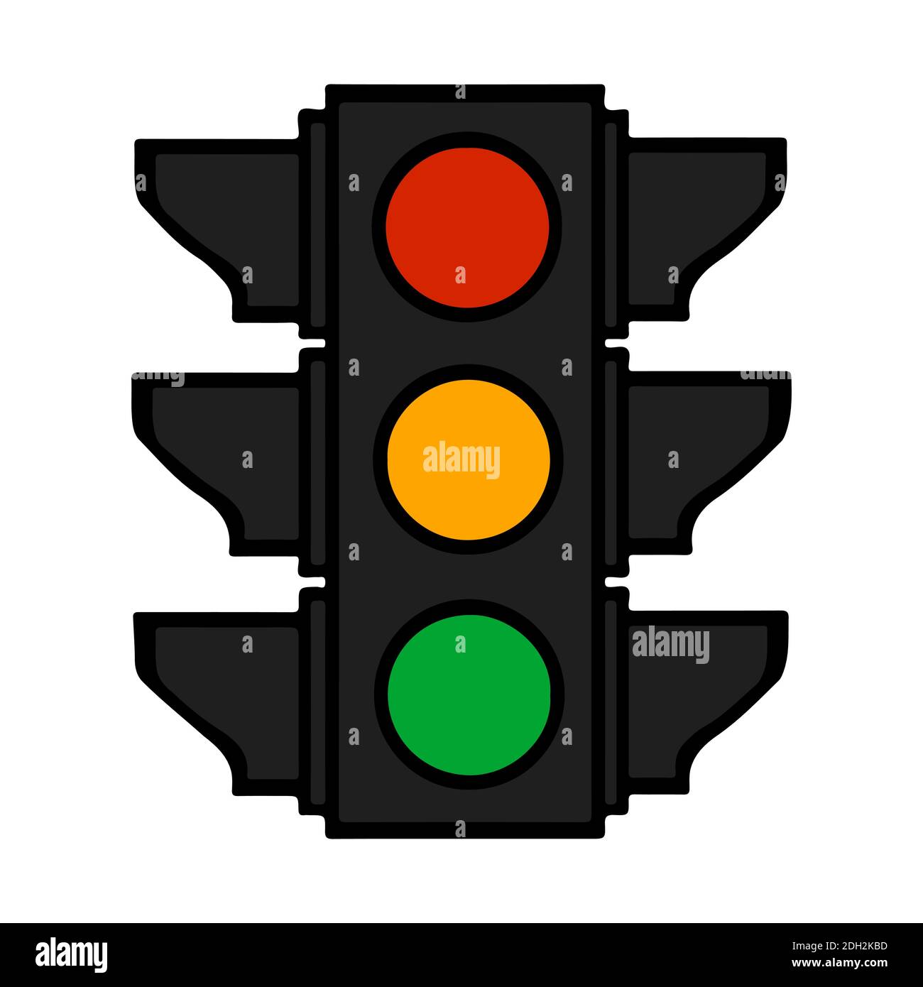 Traffic lights colorful cartoon Stoplight sign. Icon traffic light isolated on white. Stock Vector