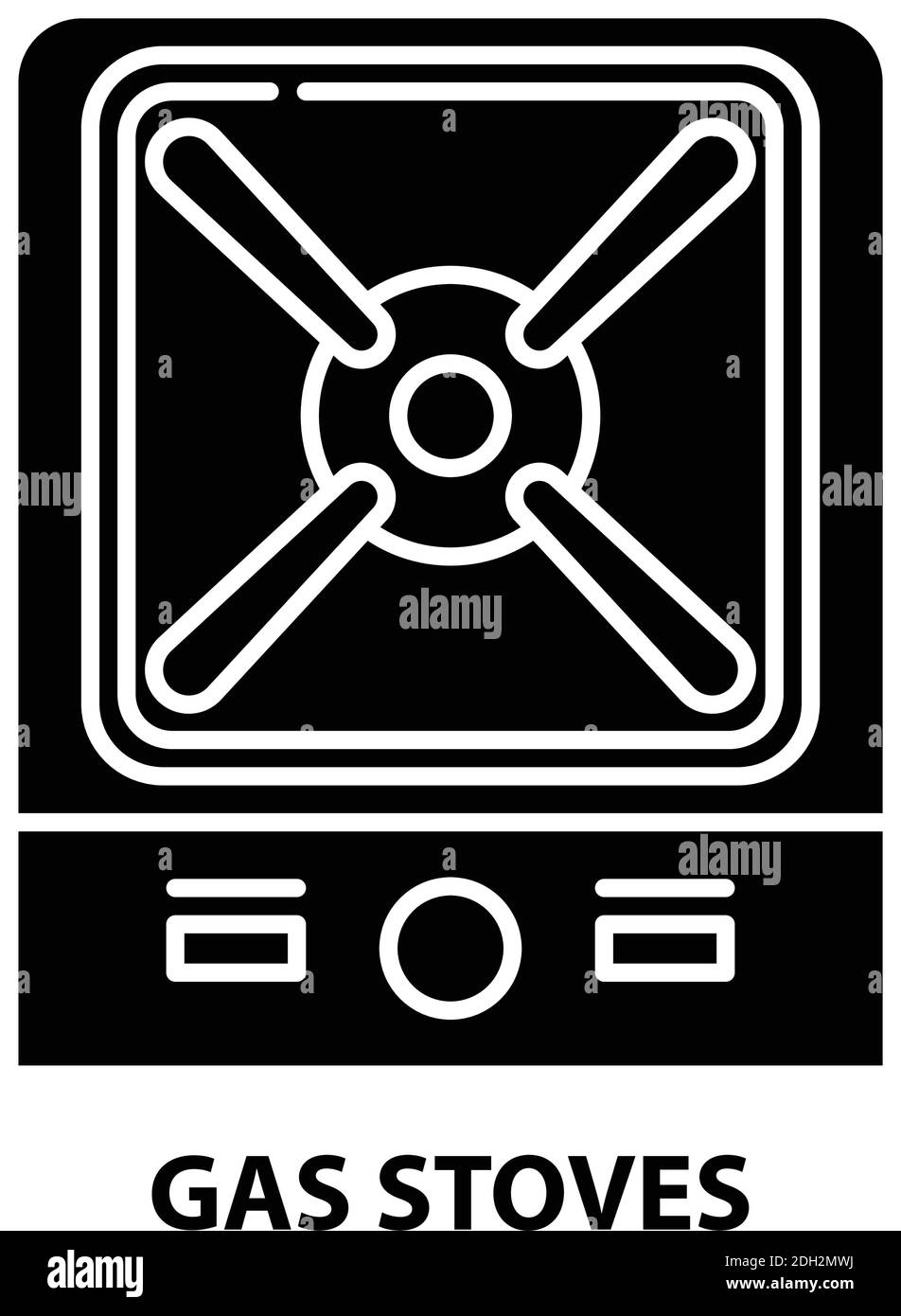 gas stoves icon, black vector sign with editable strokes, concept illustration Stock Vector