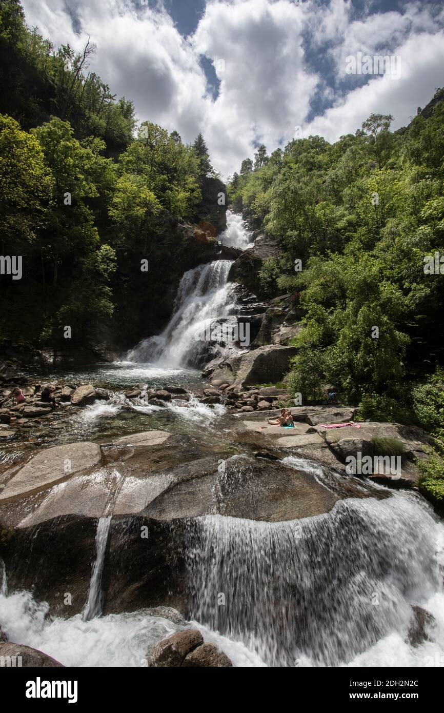 Waterfalls in Valchiusella, Piedmonti, Italian alps Stock Photo