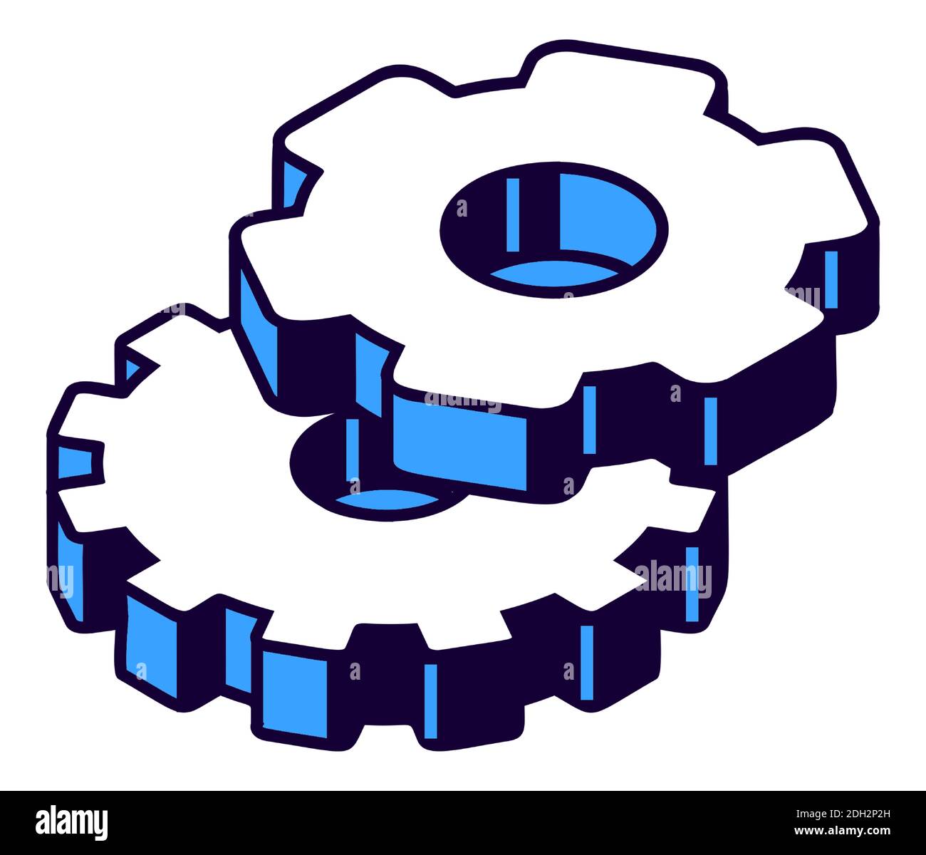 Gear isometric icon, mechanism element line art Stock Vector