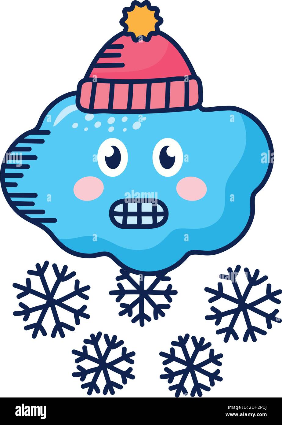 cloud with snowflakes and winter hat kawaii weather comic character vector  illustration design Stock Vector Image \u0026 Art - Alamy, image size:924x1390