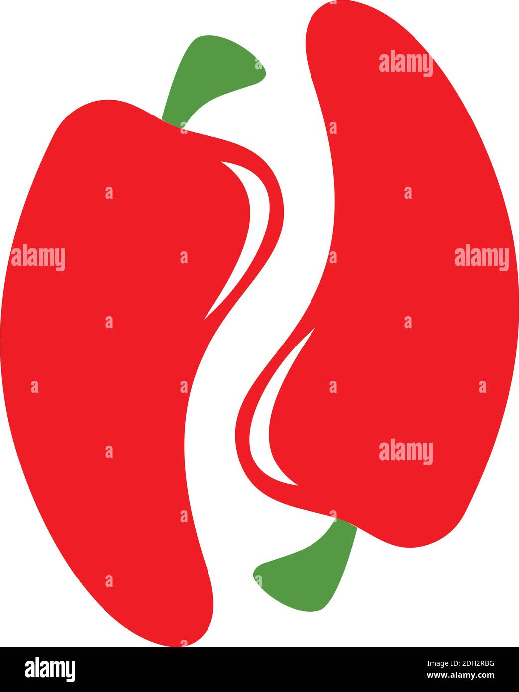 red chilies flat icon flat logo vector concept design Stock Vector