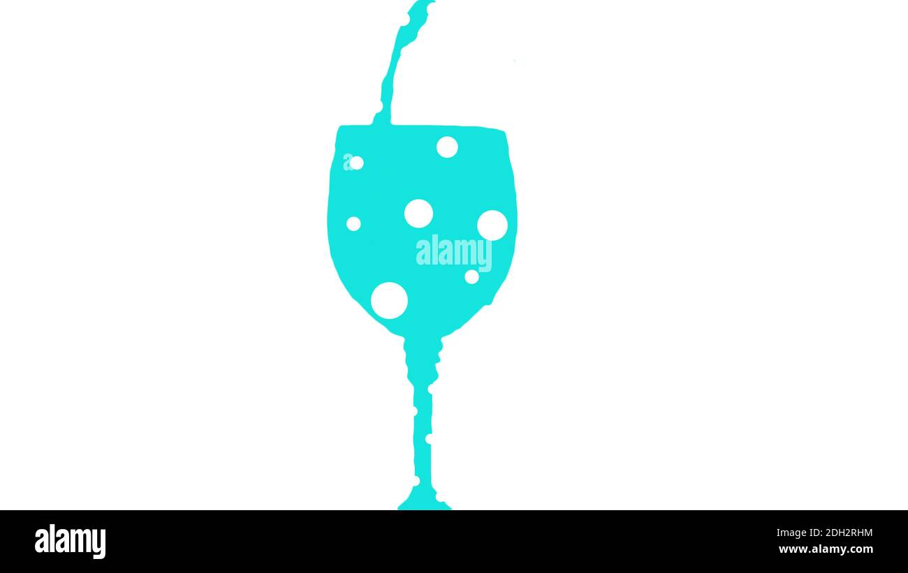 Designer glass of wine bright color illustration on isolated white background. Stock Photo