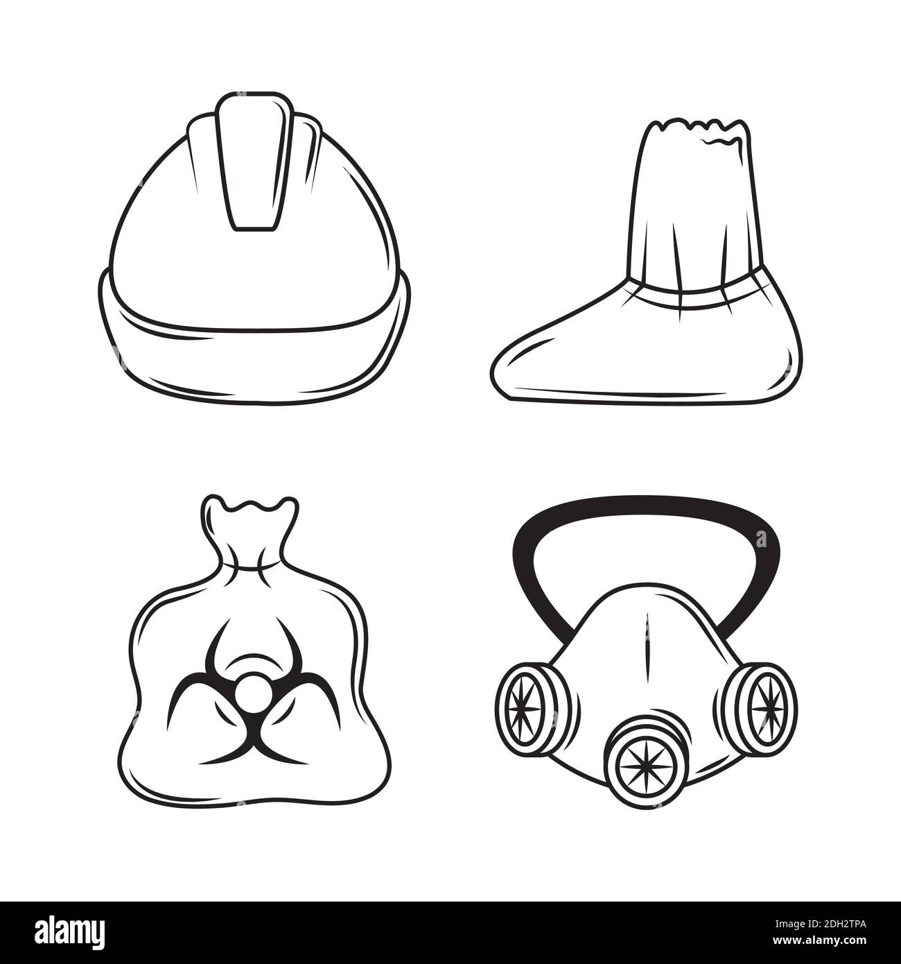 medical wear protective and prevention equipment icons sketch style ...