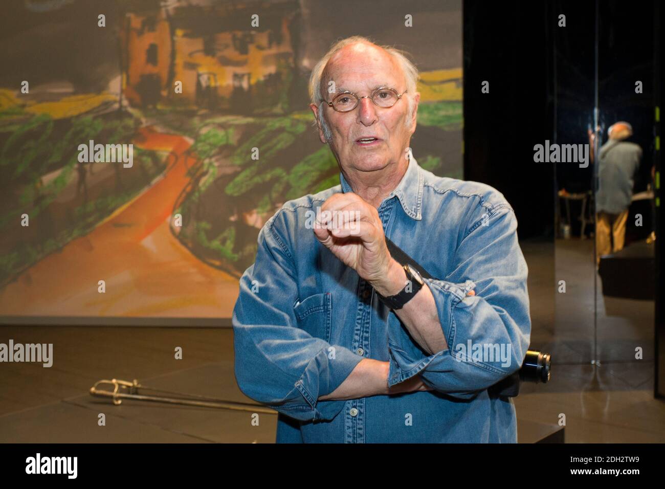 Coruna-Spain.Interview with the film director, novelist and photographer Carlos Saura at the Teatro Colón in La Coruña on August 19, 2019 Stock Photo