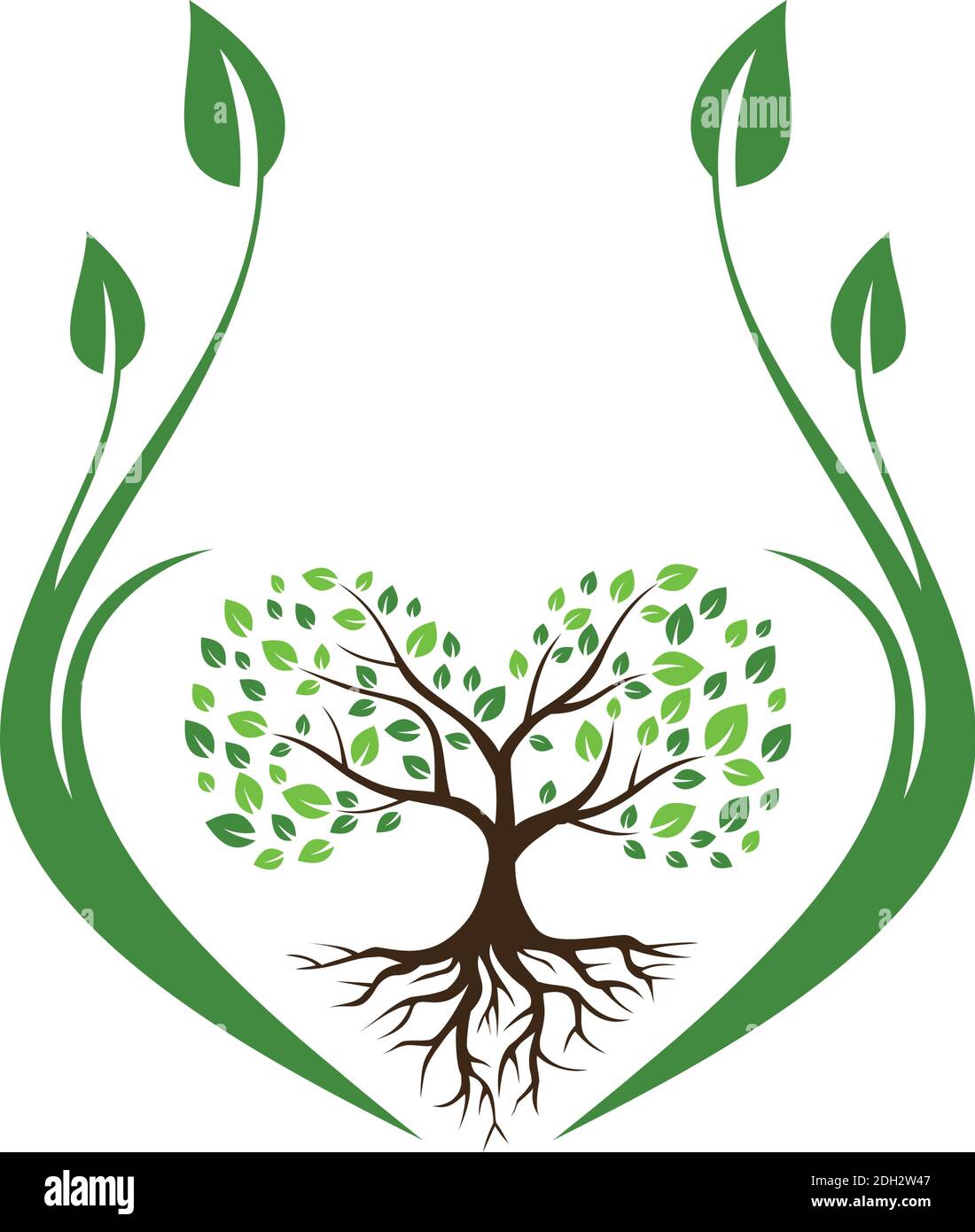 tree green leaves icon flat logo vector nature concept graphic design ...