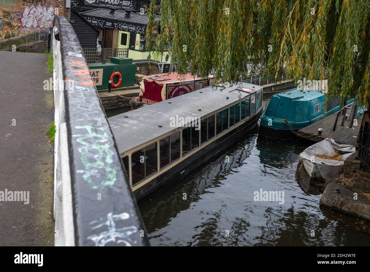 Camden Lock which form part of  Camden Market. A popular trendy shopping landmark for locals and tourists. Stock Photo