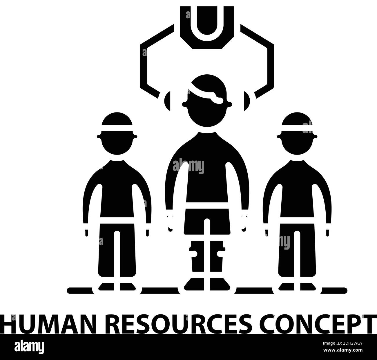 human resources concept icon, black vector sign with editable strokes ...